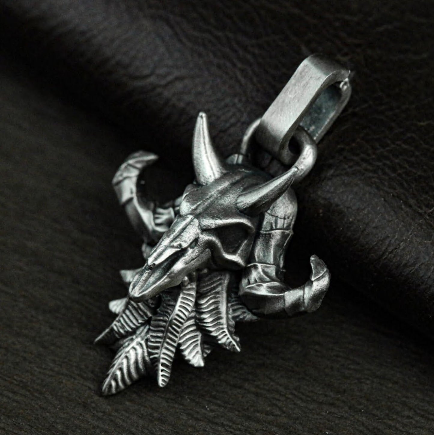Ram Skull Pendant with Spiked Horns ¨C 925 Sterling Silver Handmade