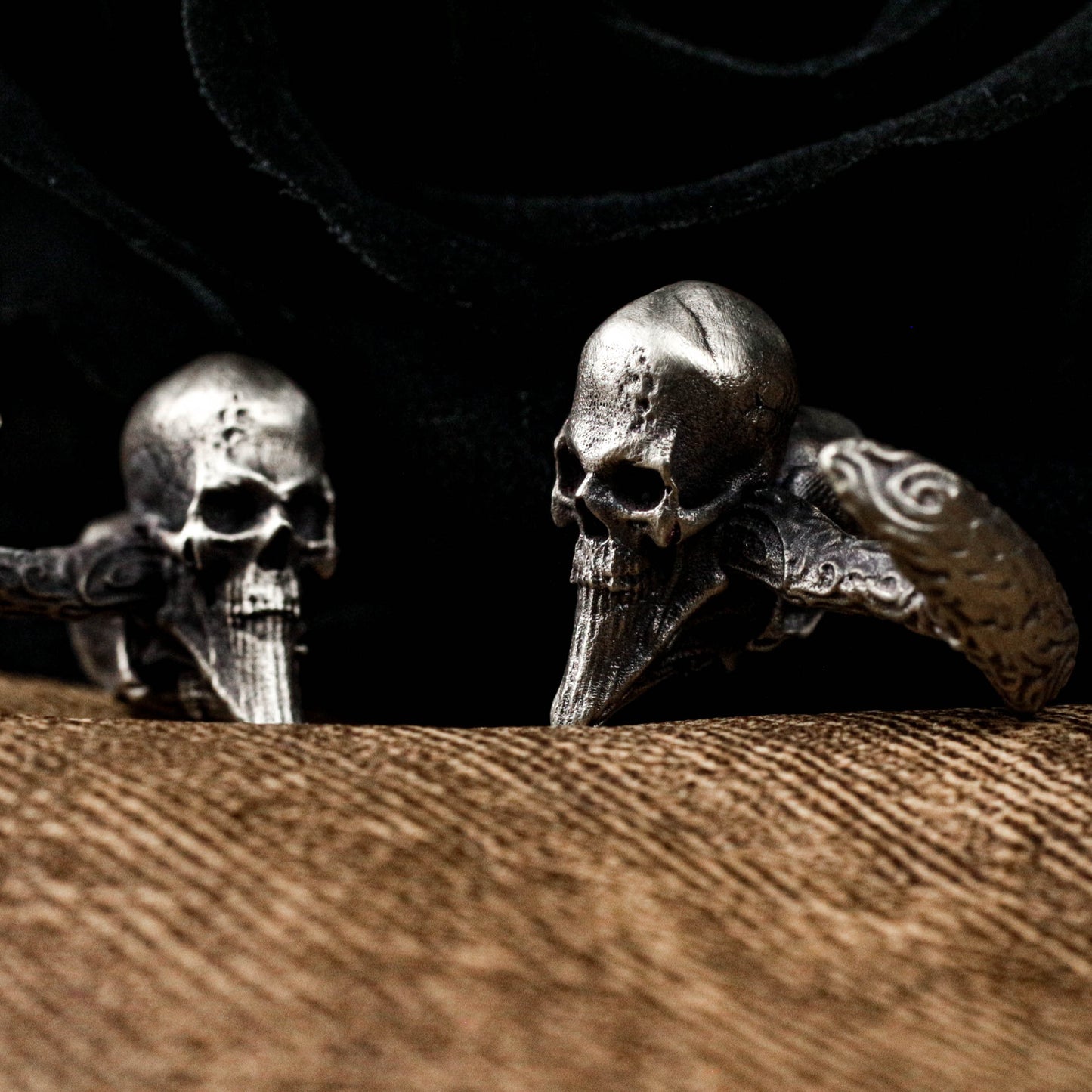Heart Skull Cufflinks - 925 Sterling Silver Handmade