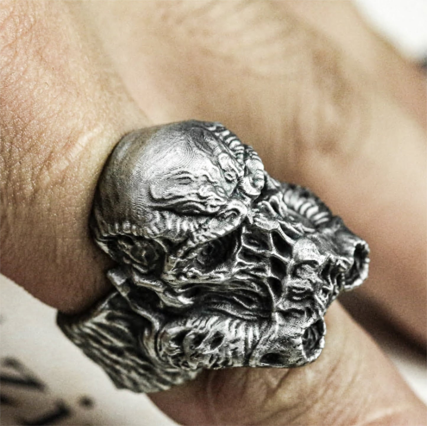Soldier Skull Ring - 925 Silver Handmade