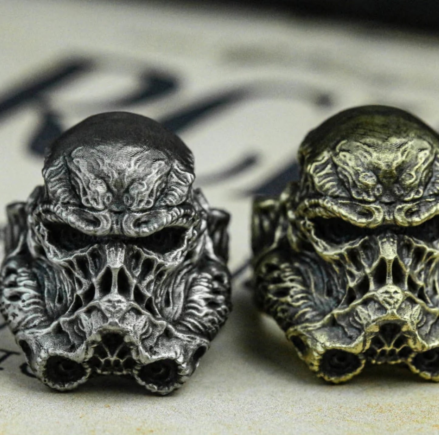 Soldier Skull Ring - 925 Silver Handmade