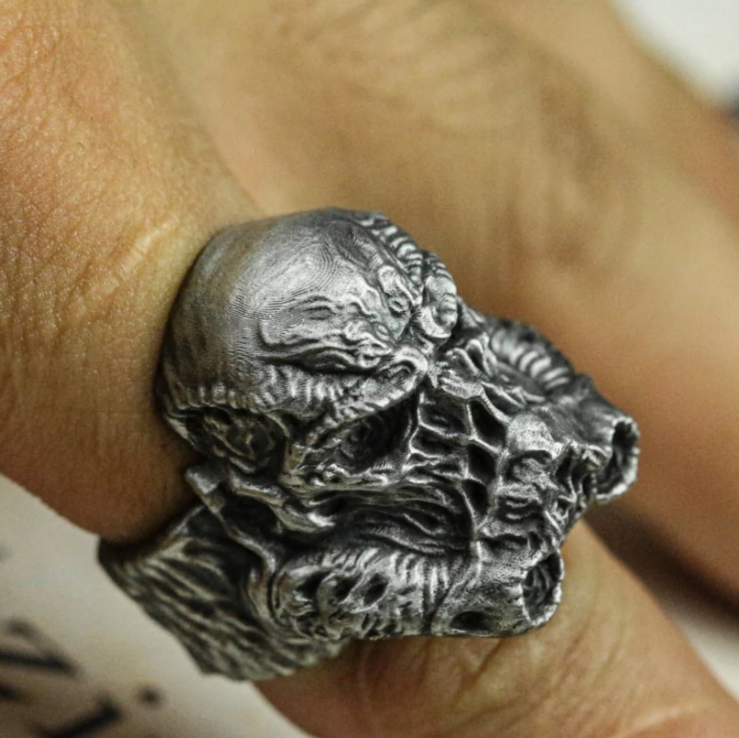 Soldier Skull Ring - 925 Silver Handmade