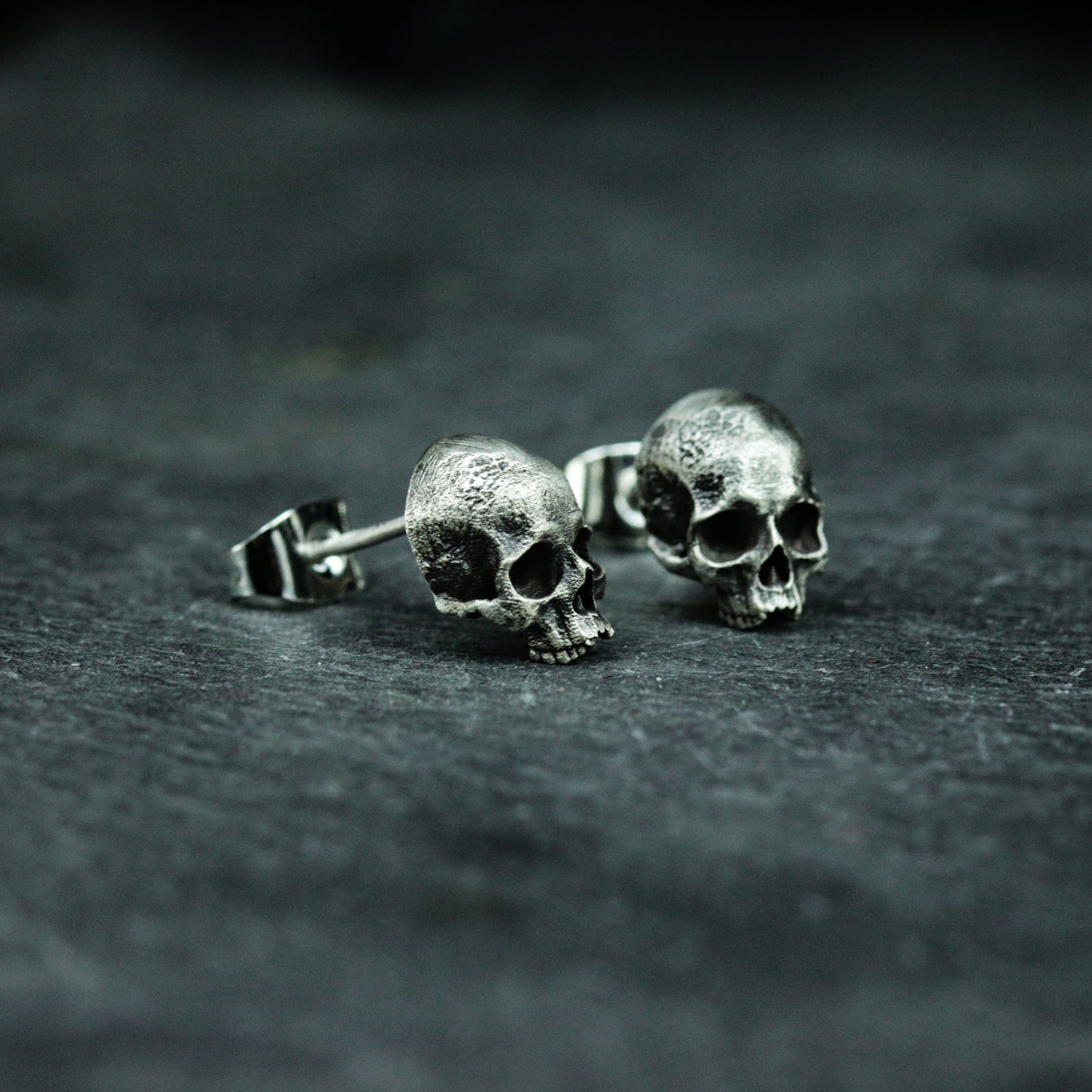 Mini Skull Stud Earrings ¨C Handmade 925 Silver Dark Gothic Earrings