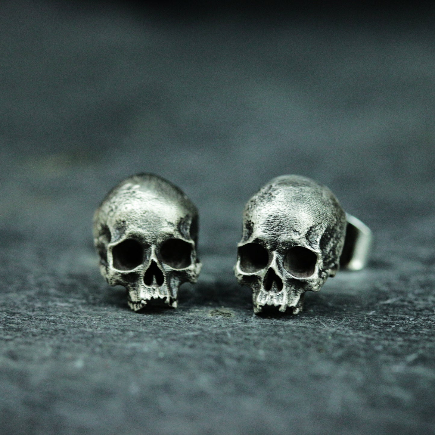 Mini Skull Stud Earrings ¨C Handmade 925 Silver Dark Gothic Earrings