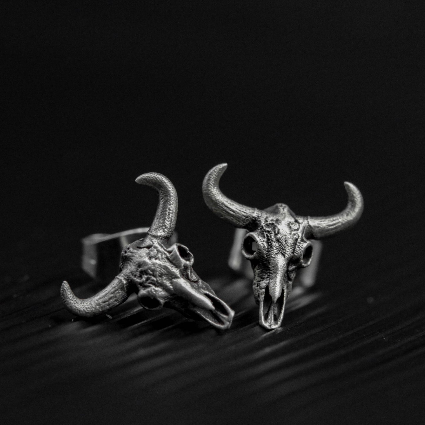 Buffalo Skull Earrings - 925 Silver Handmade