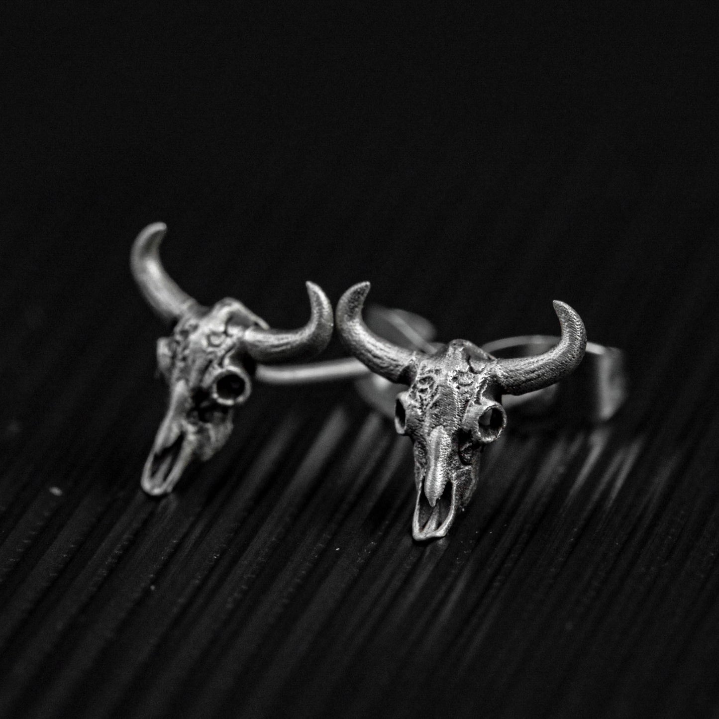Buffalo Skull Earrings - 925 Silver Handmade