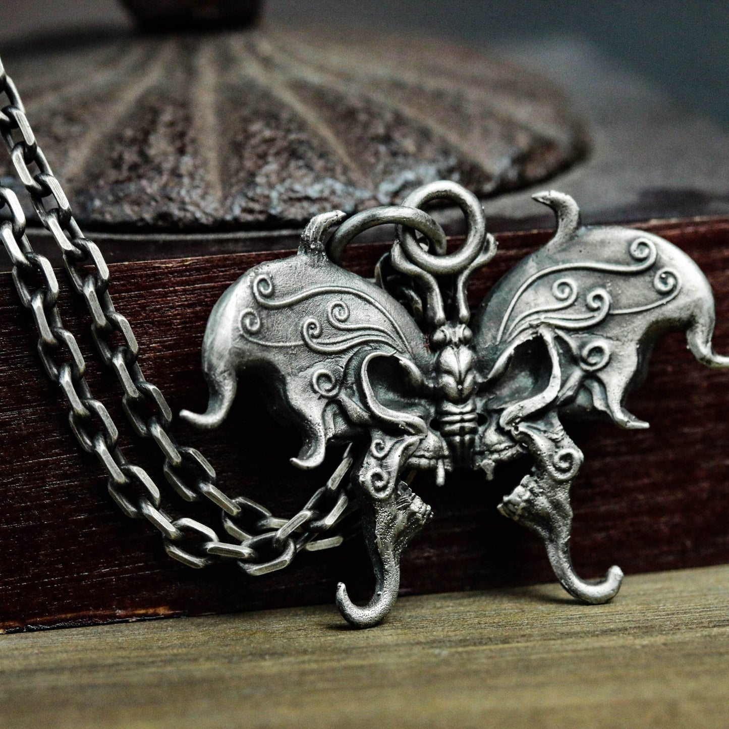 Butterfly Skull Pendant - 925 Silver Handmade