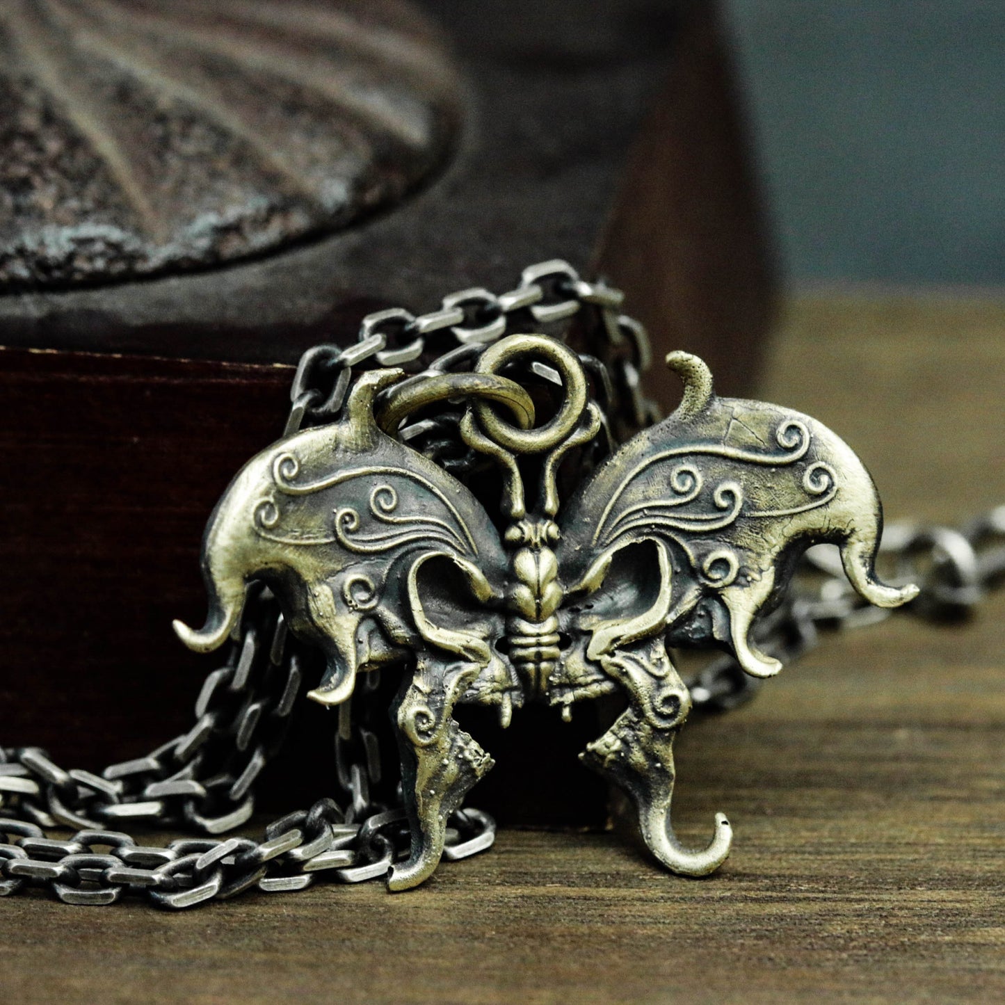 Butterfly Skull Pendant - 925 Silver Handmade