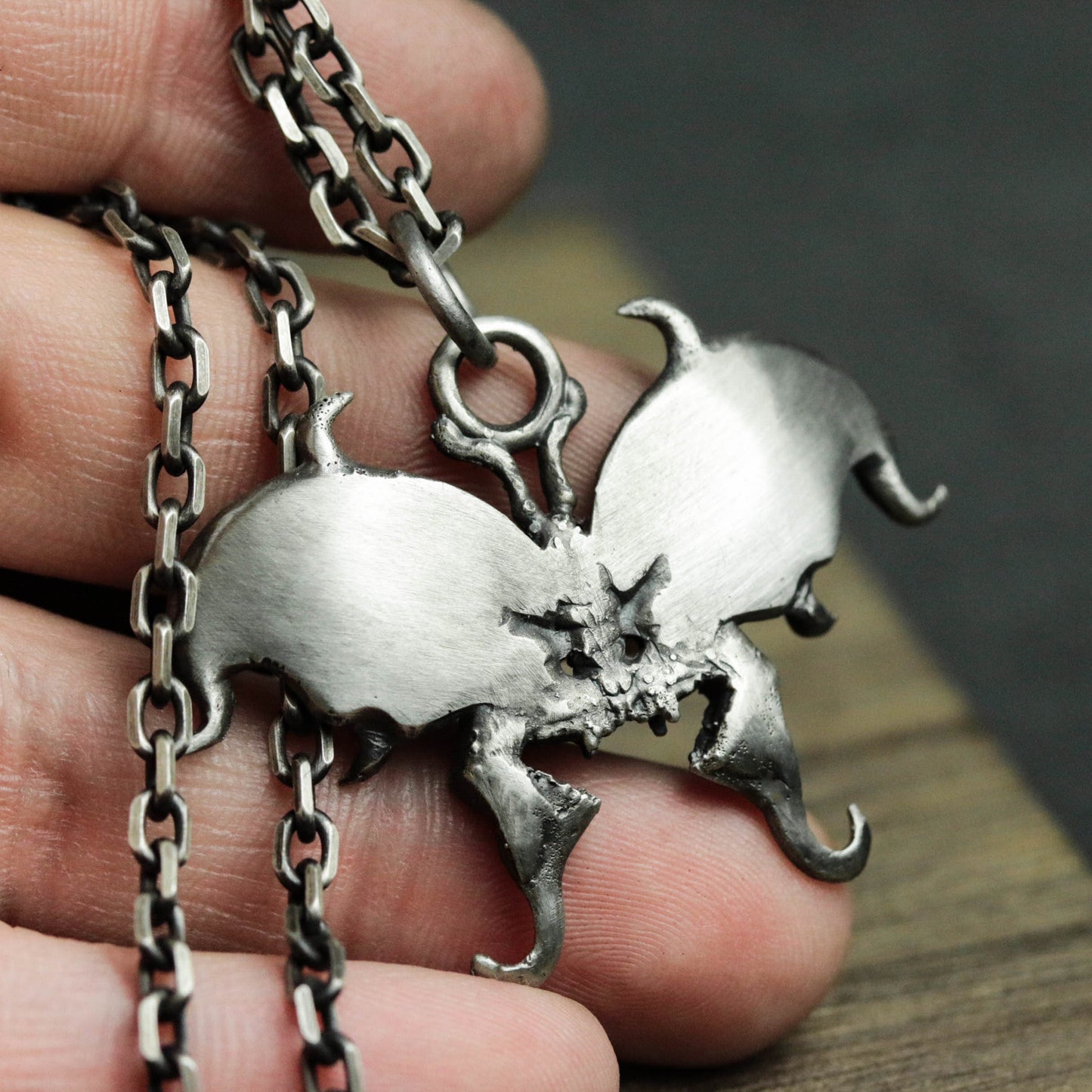 Butterfly Skull Pendant - 925 Silver Handmade