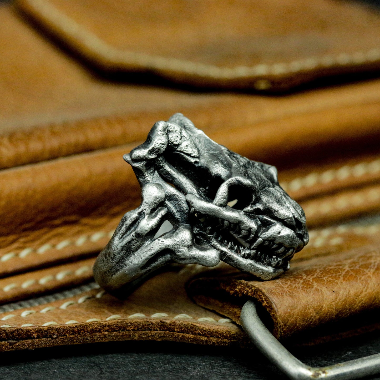 Python Skull Ring - 925 Silver Handmade