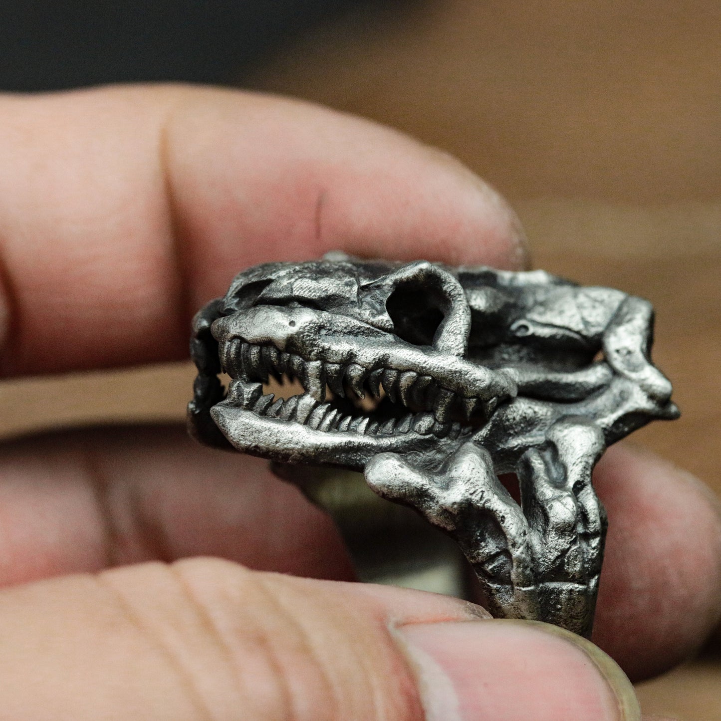 Python Skull Ring - 925 Silver Handmade