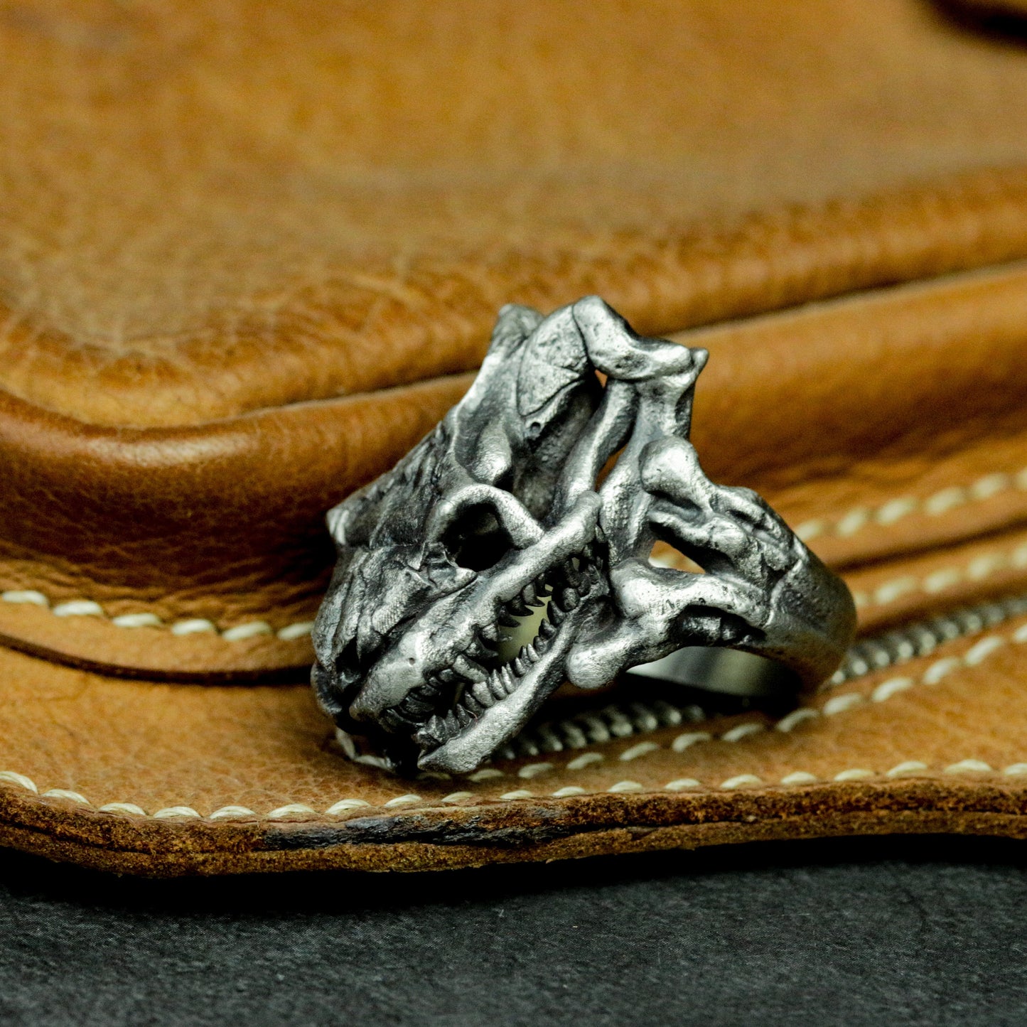 Python Skull Ring - 925 Silver Handmade