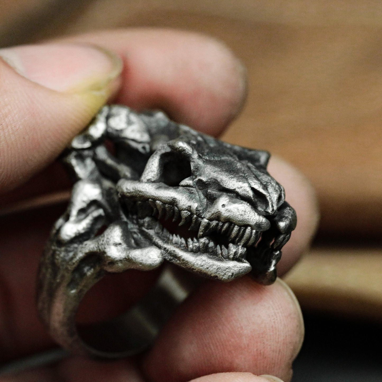 Python Skull Ring - 925 Silver Handmade