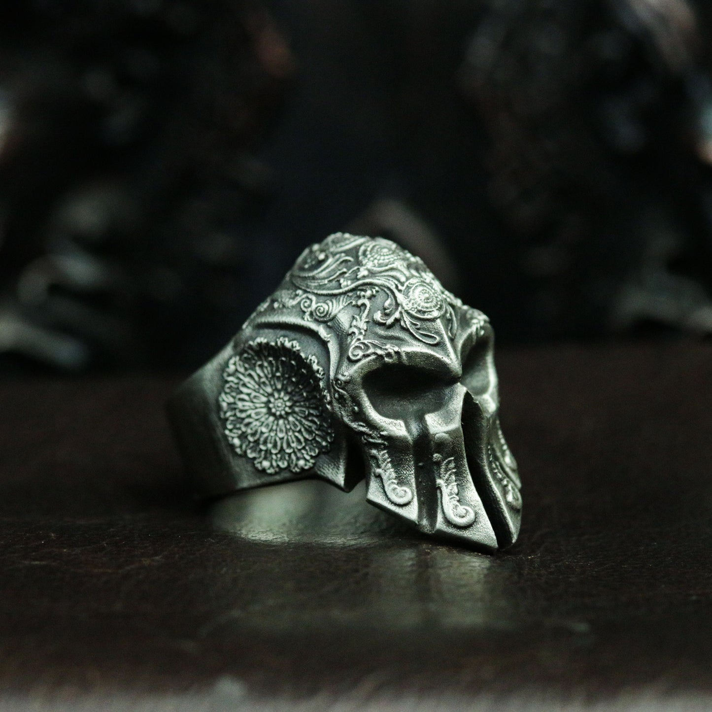 Baroque Spartan Skull Ring - 925 Silver Handmade