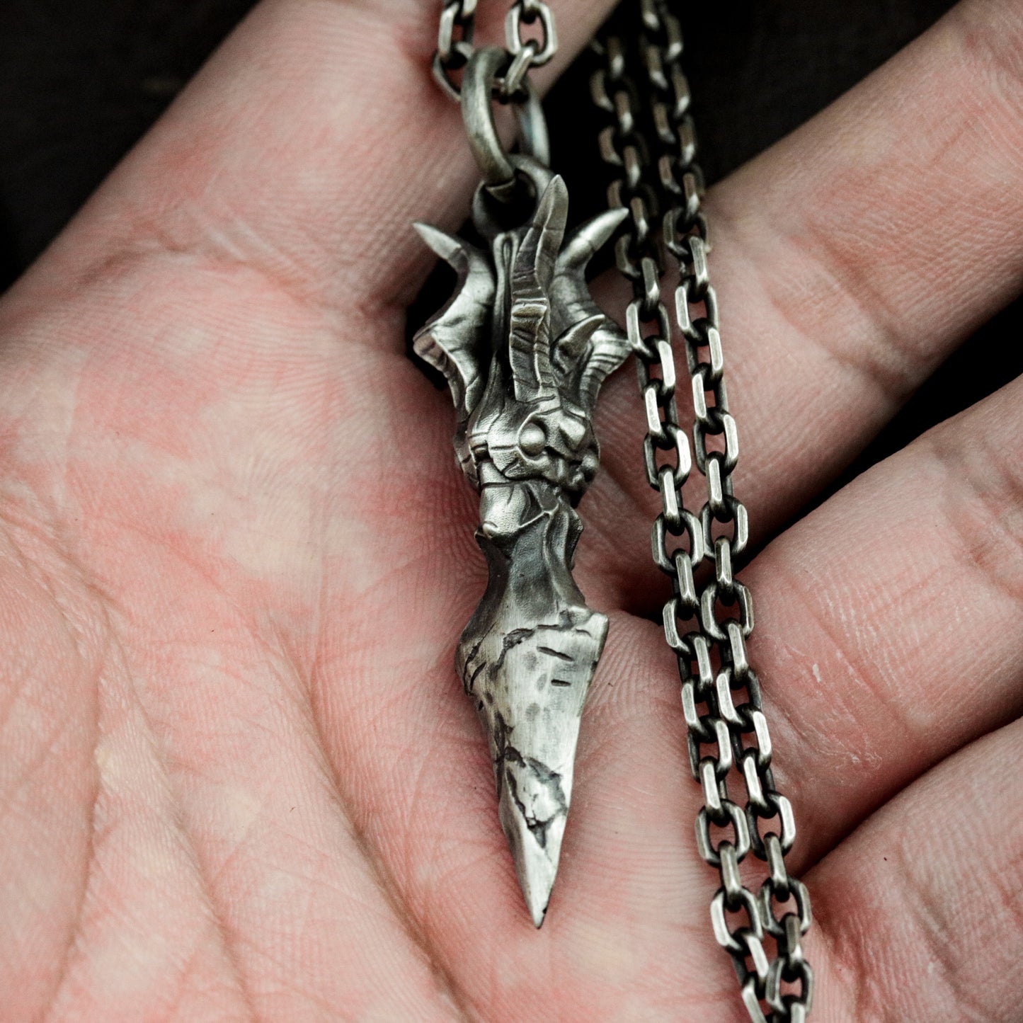 Dragon Hilt Sword Pendant - 925 Sterling Silver Handmade