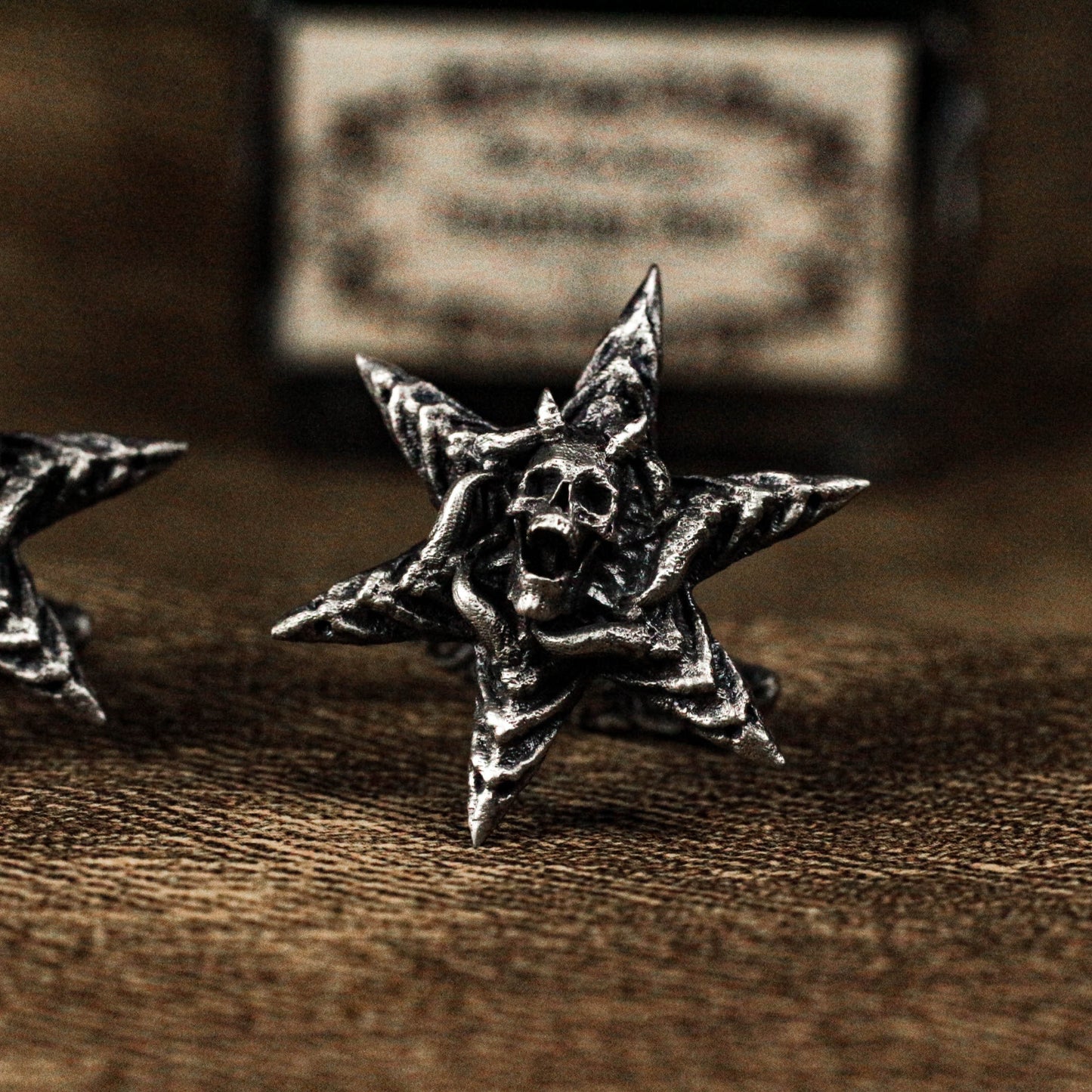 Hexagram Skull Cufflinks - Handmade 925 Silver Snowflake Skull