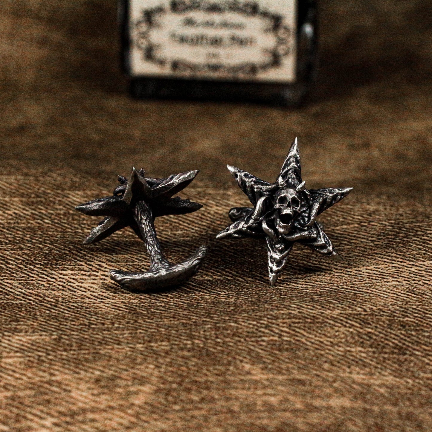 Hexagram Skull Cufflinks - Handmade 925 Silver Snowflake Skull