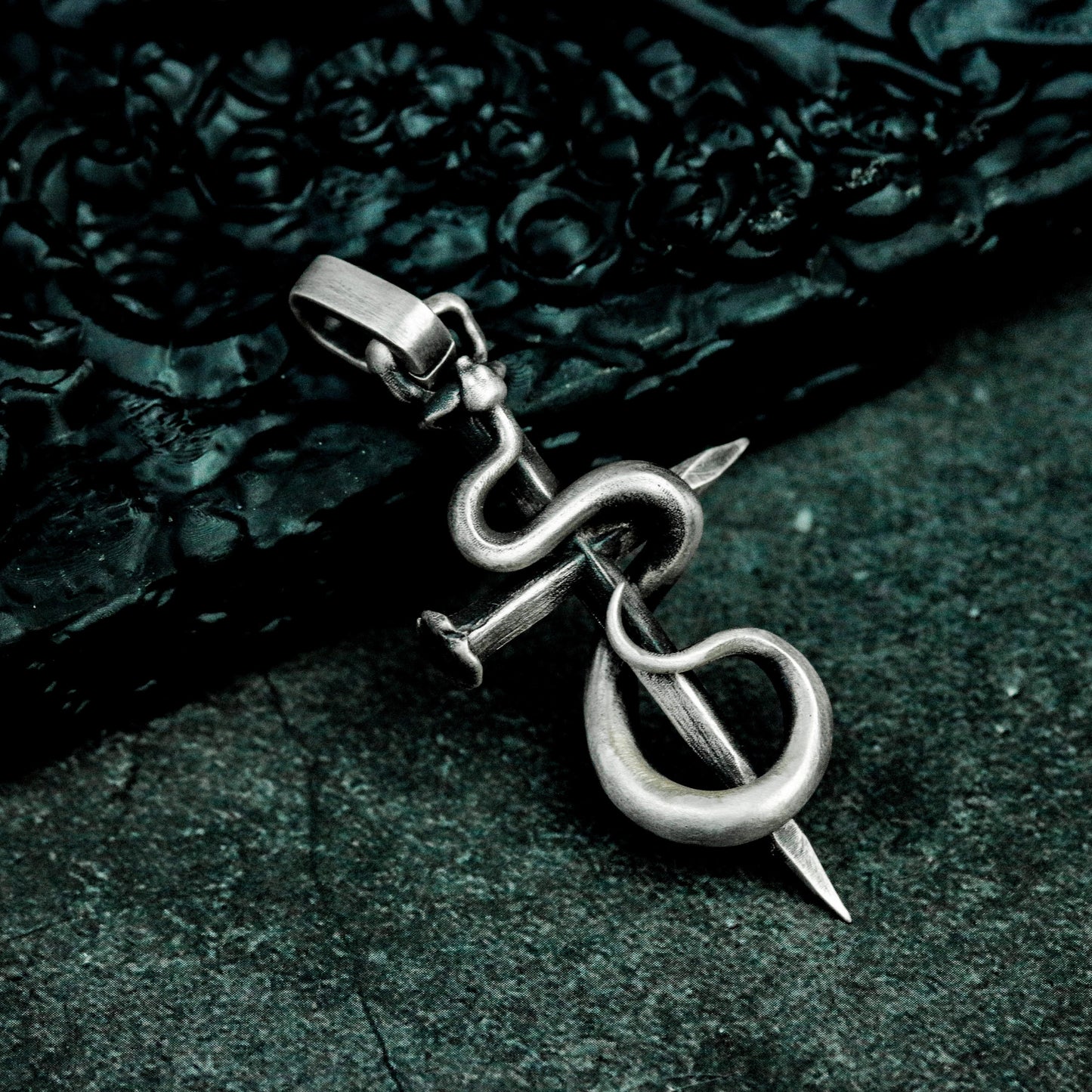 Viper Cross Snake Pendant - 925 Silver Handmade