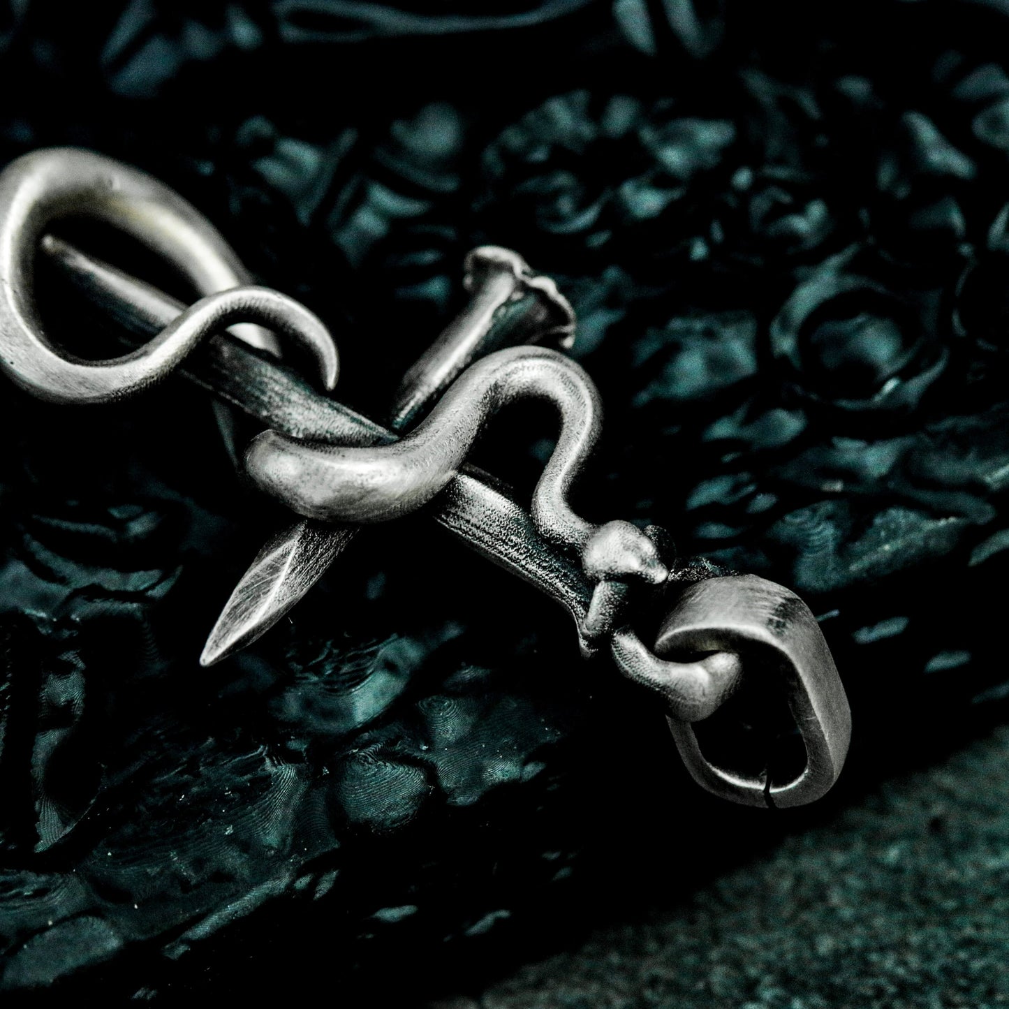 Viper Cross Snake Pendant - 925 Silver Handmade