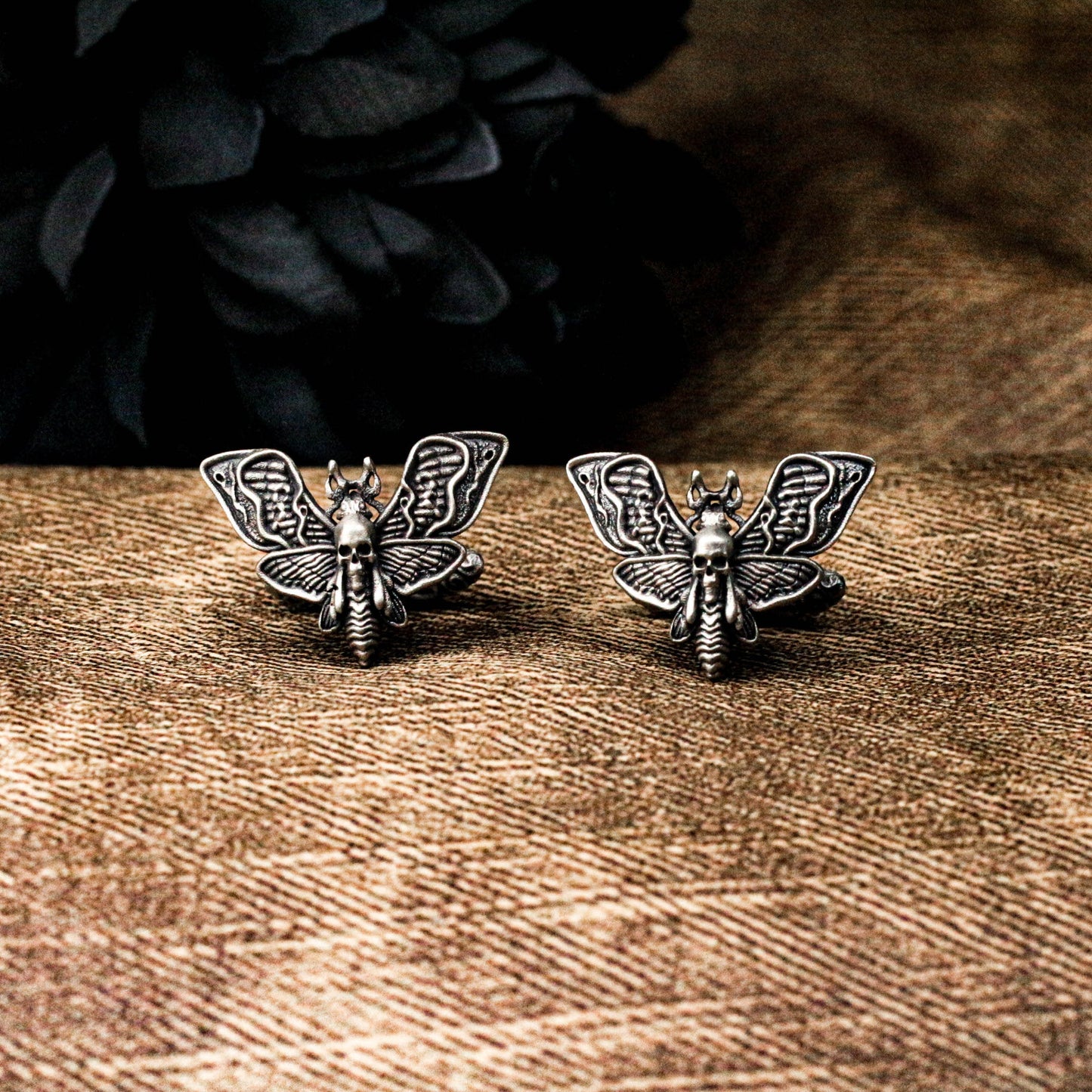 Gothic Butterfly Skull Cufflinks - Handmade 925 Silver