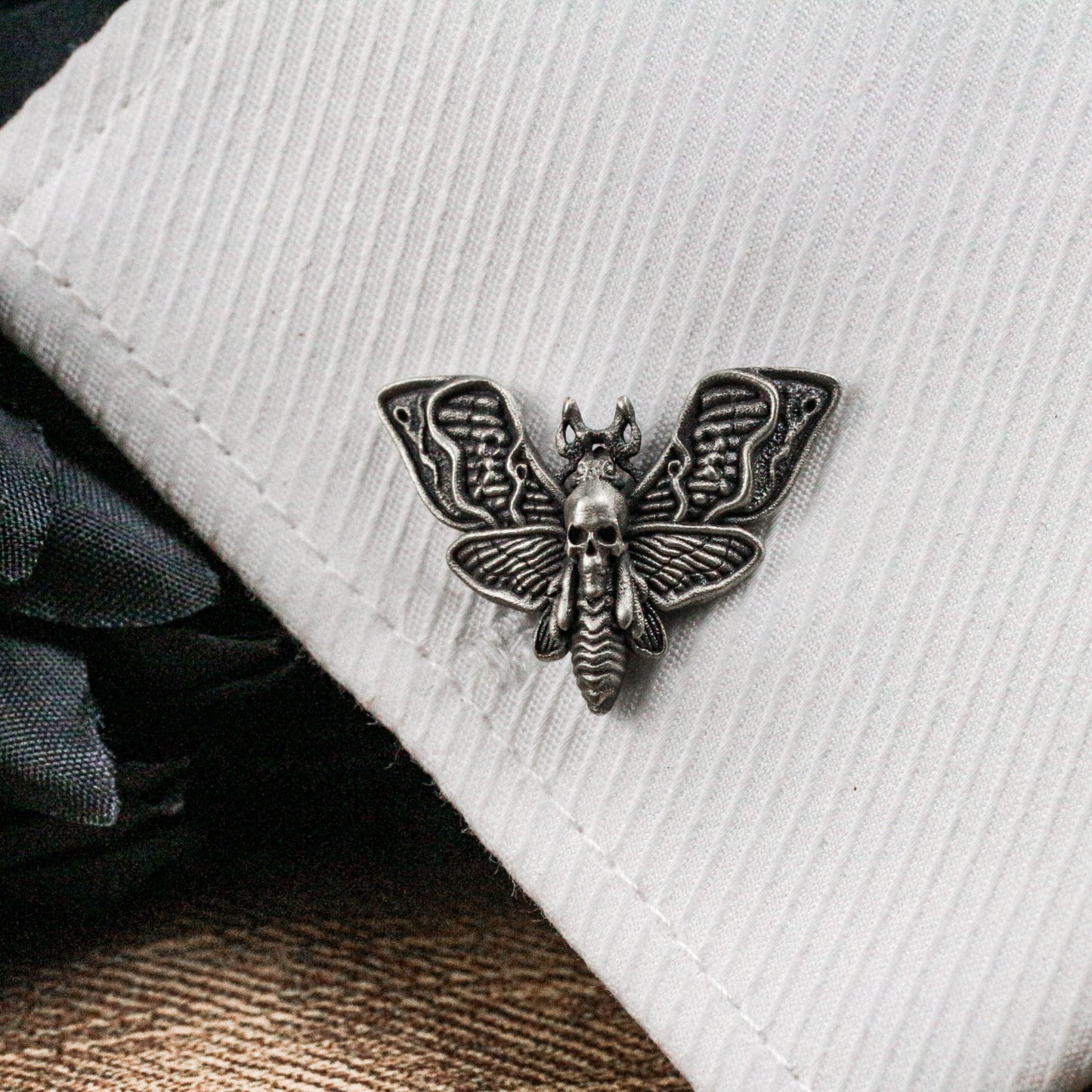 Gothic Butterfly Skull Cufflinks - Handmade 925 Silver