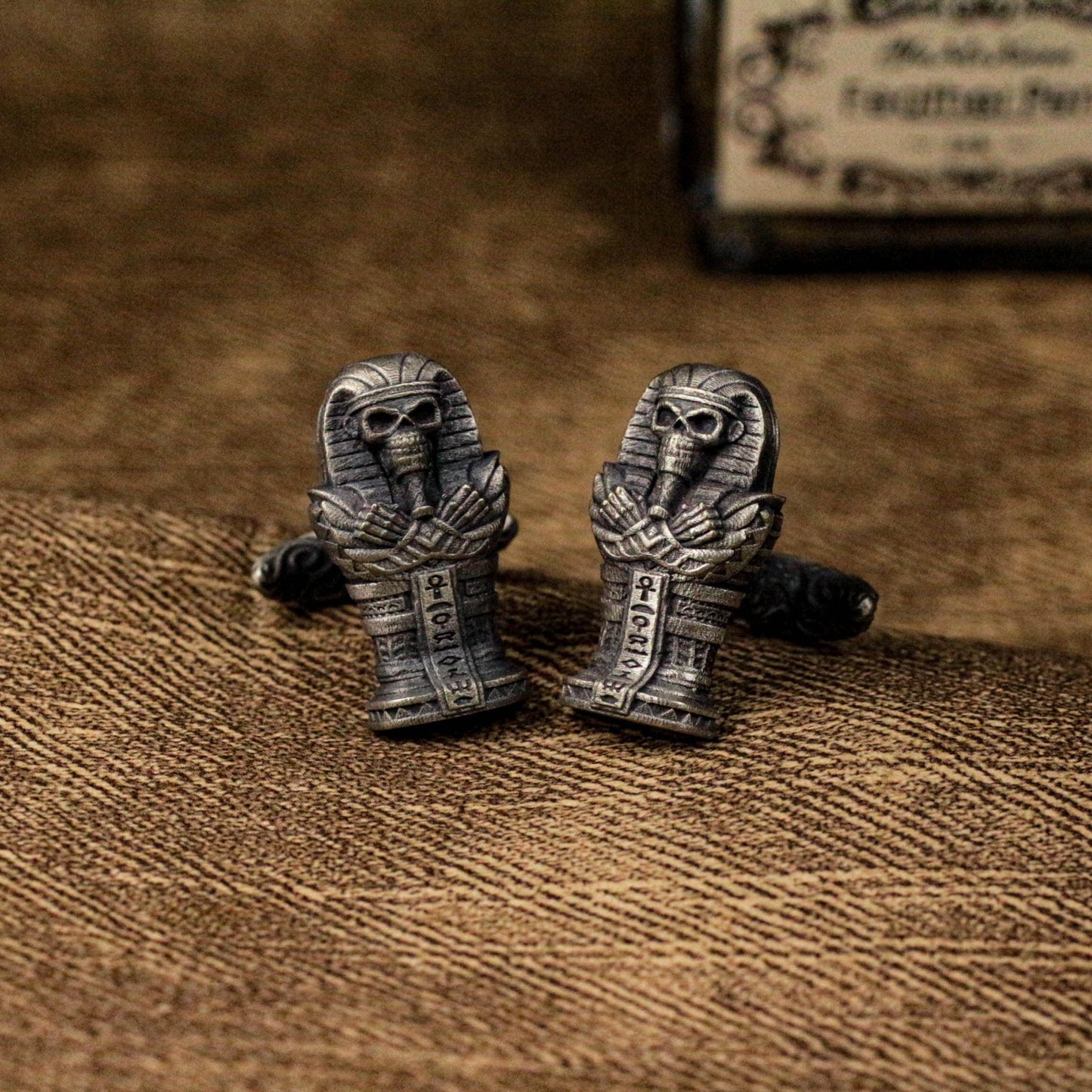 Mummy Skull Cufflinks - 925 Silver Handmade