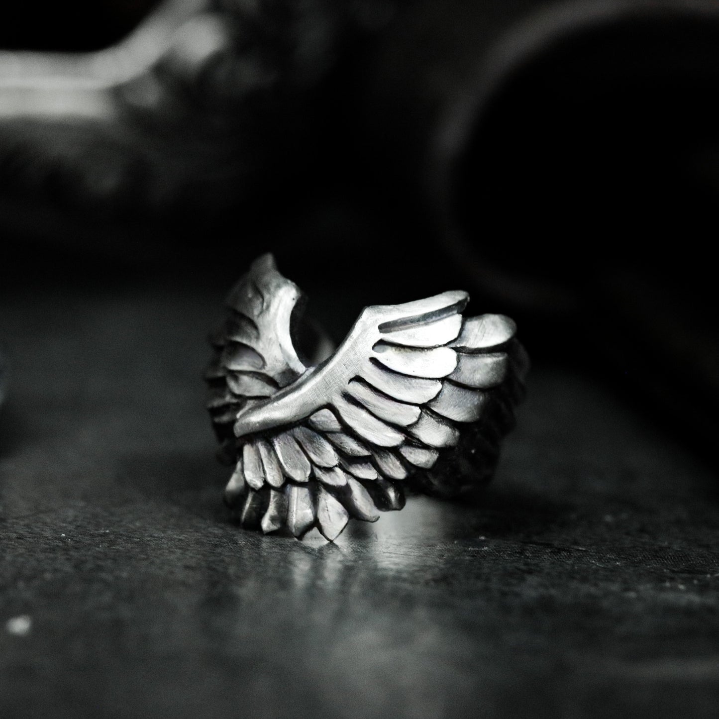 Spiral Wing Ring with Uplifted Crest - 925 Sterling Silver Handmade