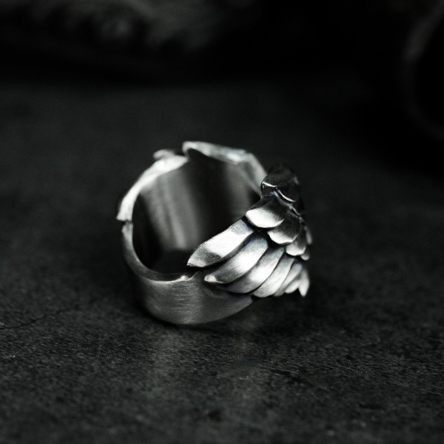 Spiral Wing Ring with Uplifted Crest - 925 Sterling Silver Handmade