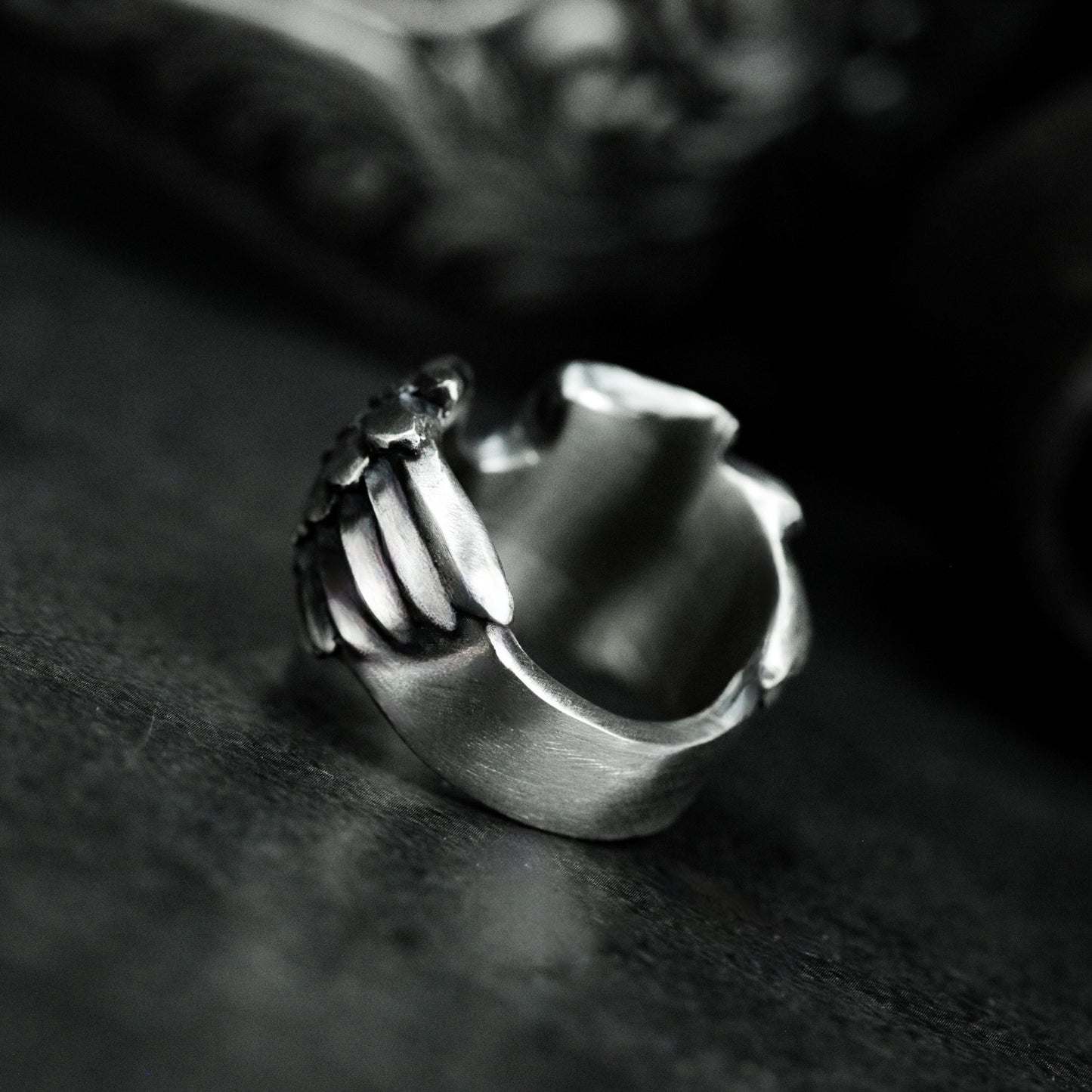 Spiral Wing Ring with Uplifted Crest - 925 Sterling Silver Handmade