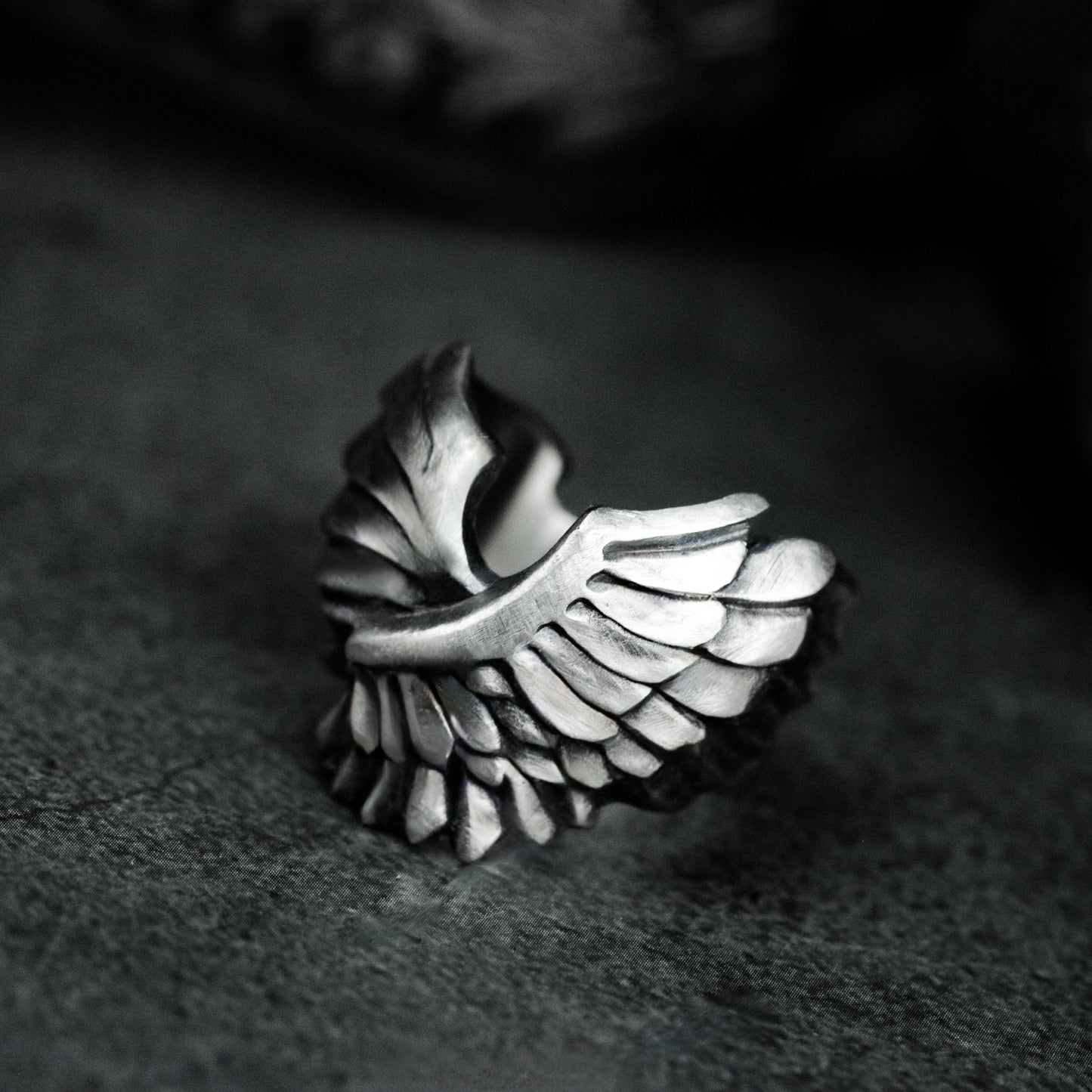Spiral Wing Ring with Uplifted Crest - 925 Sterling Silver Handmade