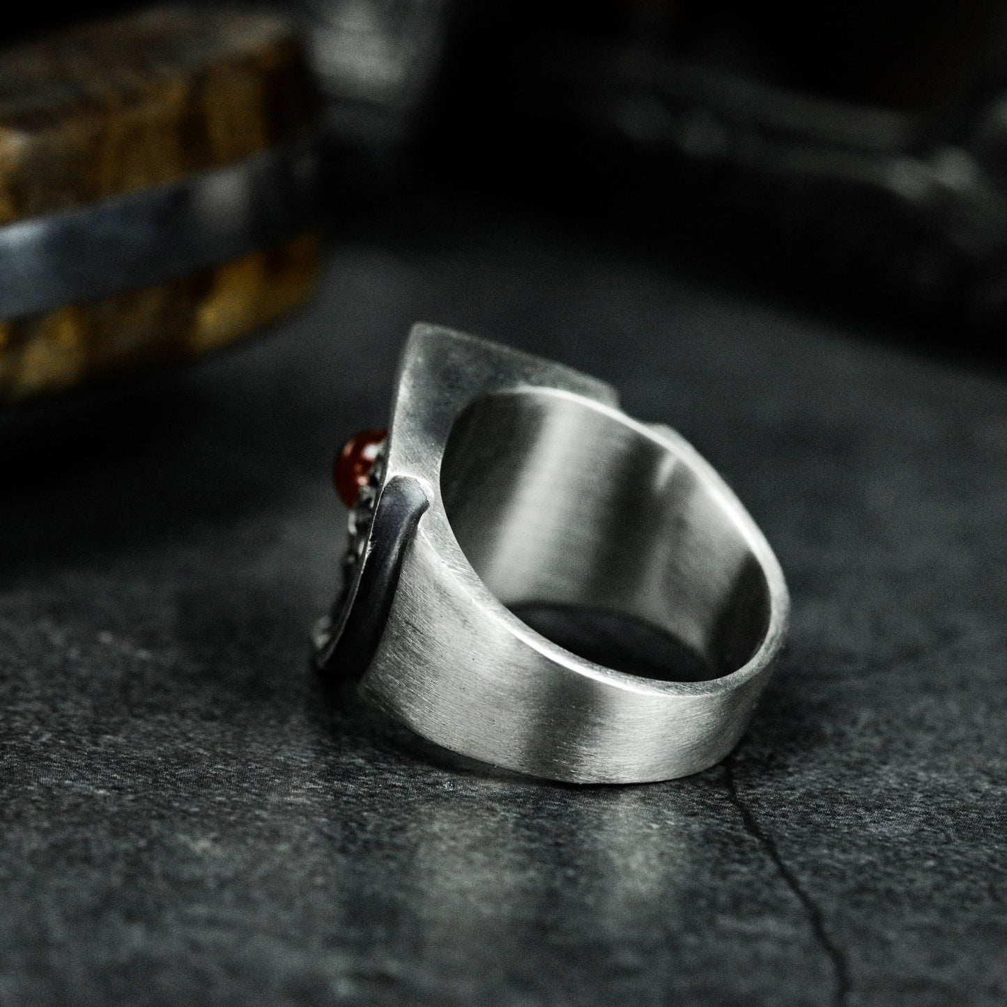 Volcanic Ruby Lava Ring - 925 Silver Handmade