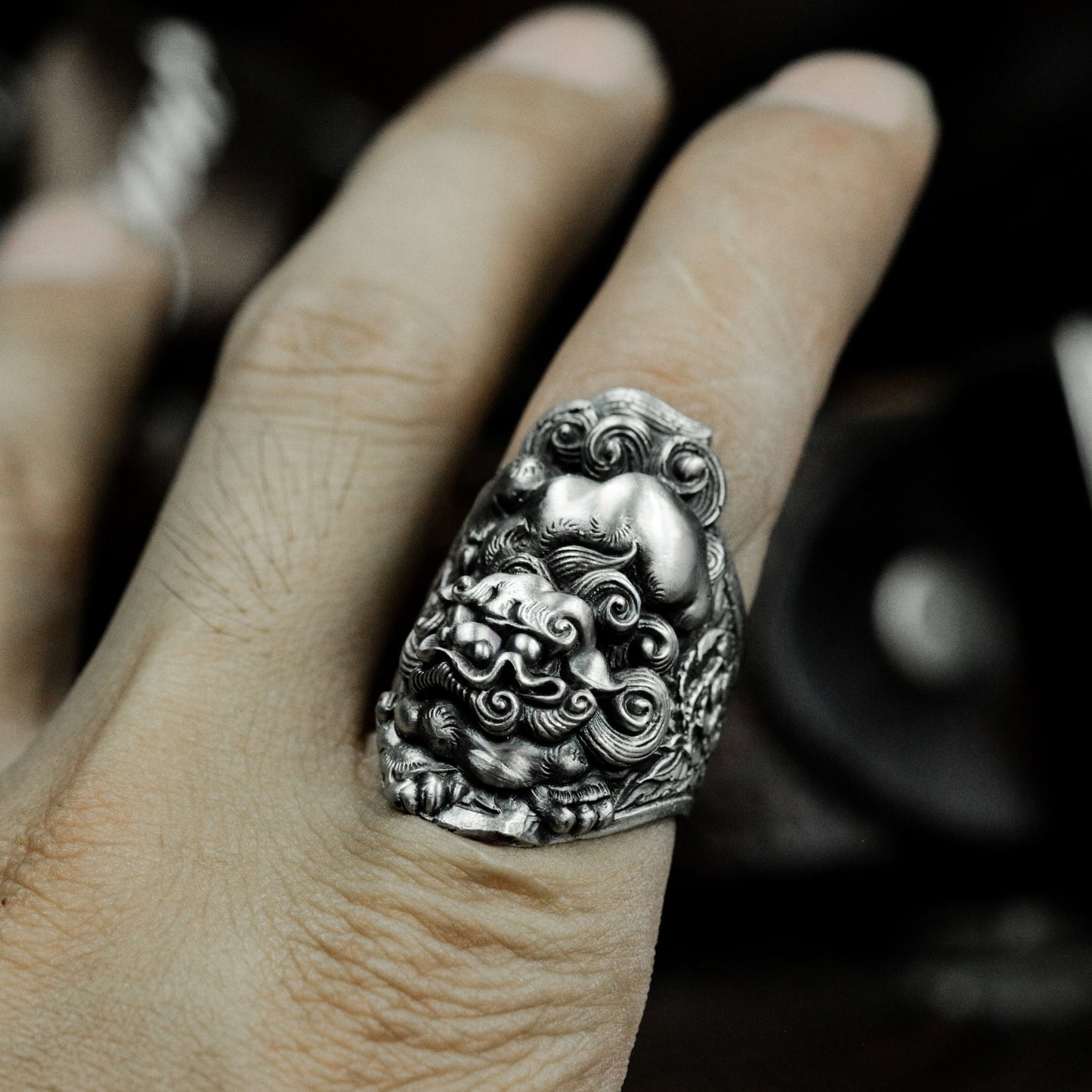 Foo Dog Guardian Ring ¨C 925 Sterling Silver Handmade