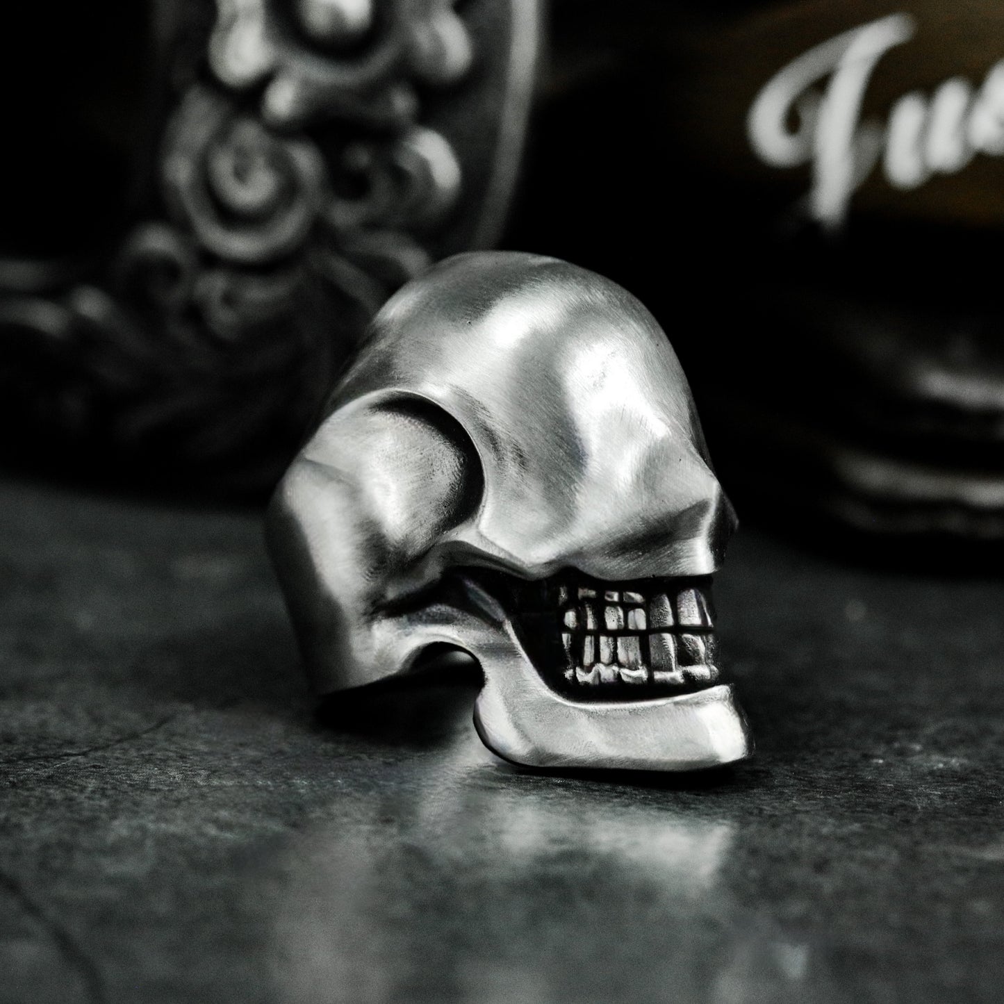Grinning Skull Ring ¨C 925 Silver Handmade