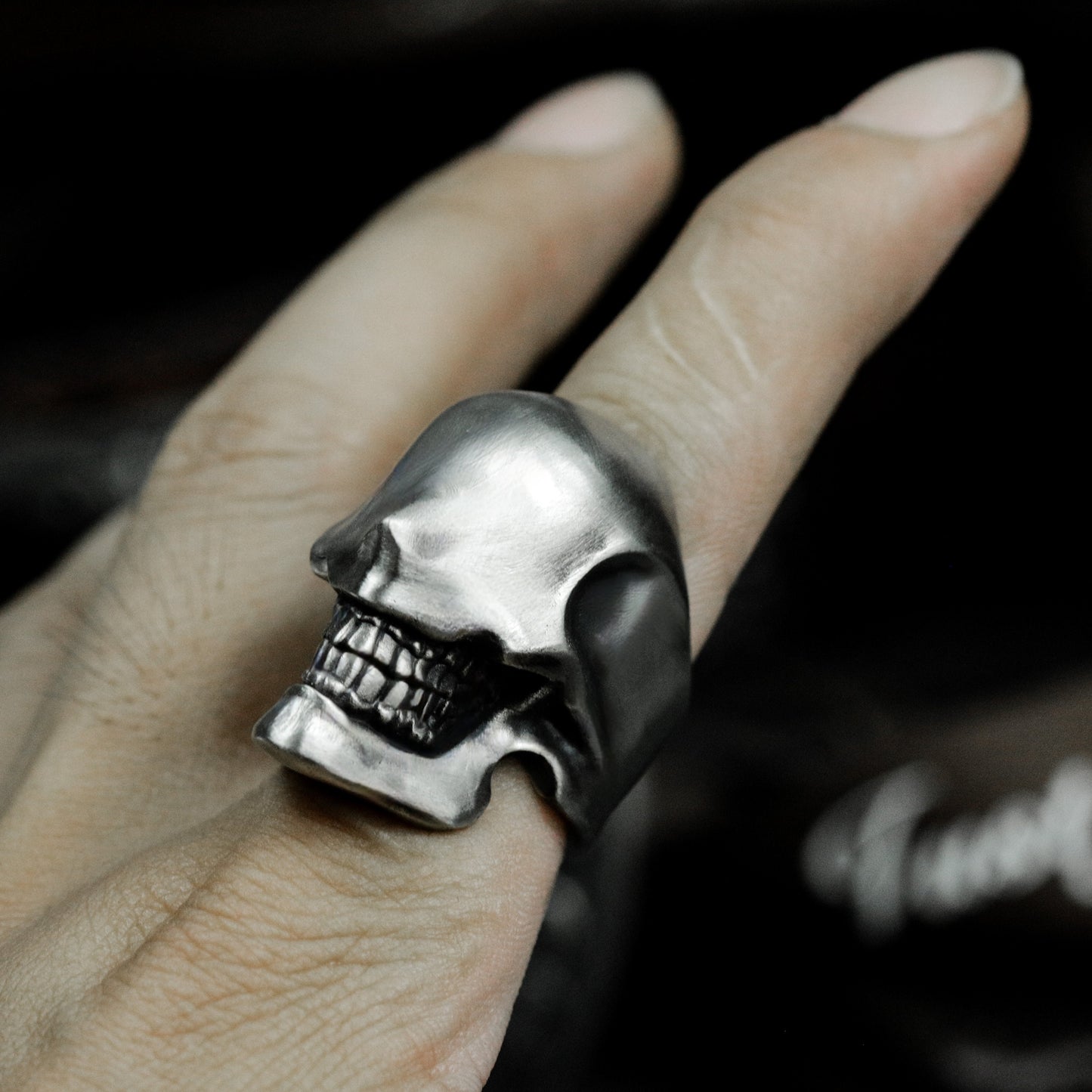 Grinning Skull Ring ¨C 925 Silver Handmade
