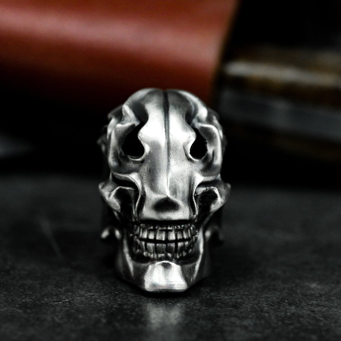 Flame Skull Ring ¨C Handmade 925 Silver Burning Bone Band
