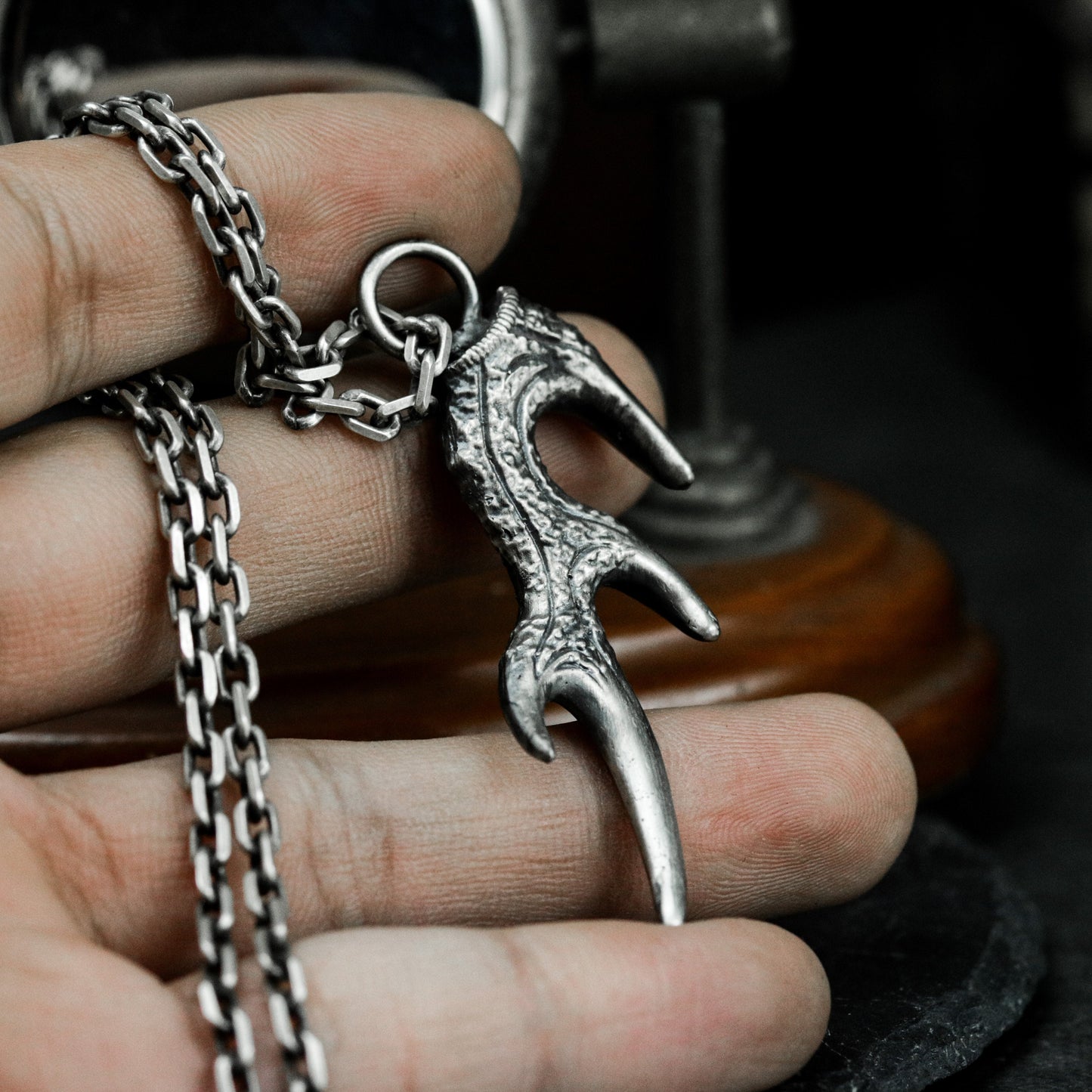 Descending Raven Pendant ¨C 925 Silver Handmade