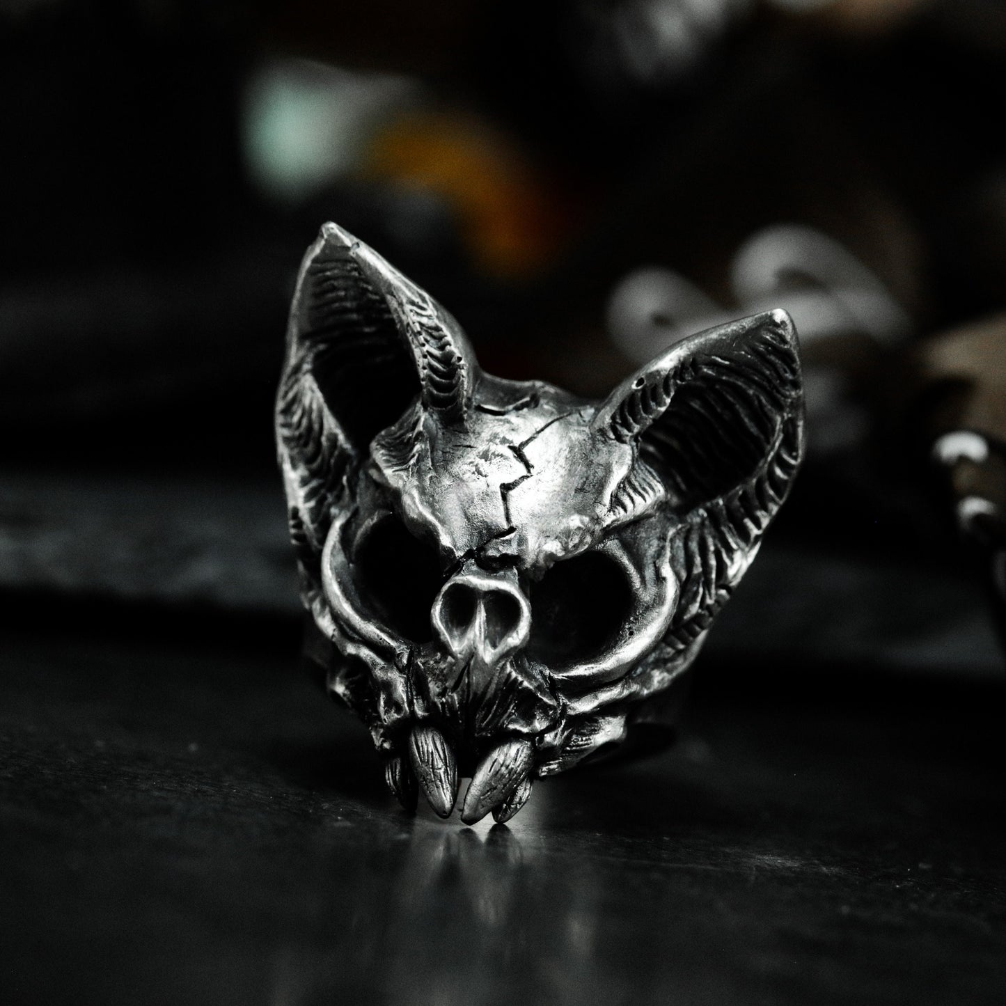 Cat Skull Ring - 925 Silver Handmade