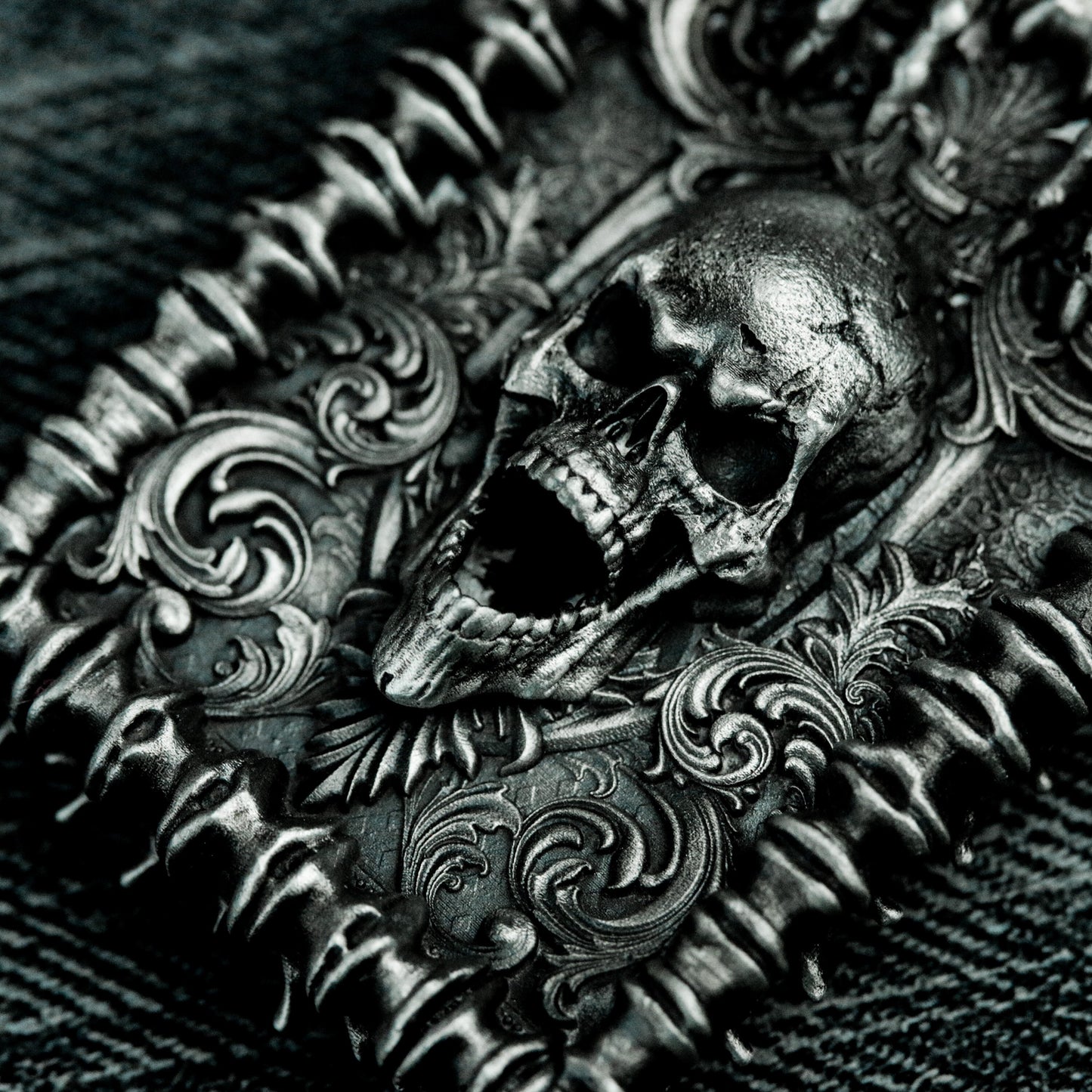 Baroque Skull Pendant ¨C Handmade 925 Silver Framed Gothic Necklace