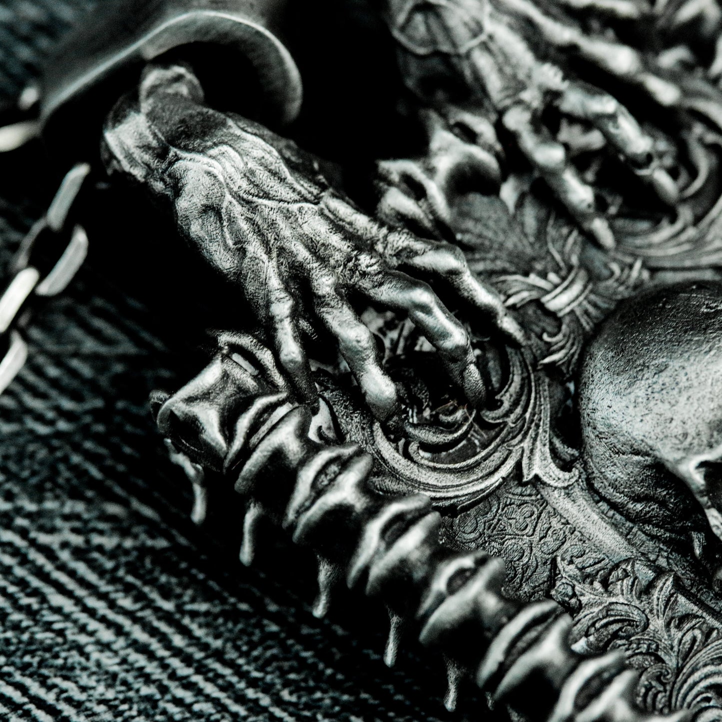Baroque Skull Pendant ¨C Handmade 925 Silver Framed Gothic Necklace