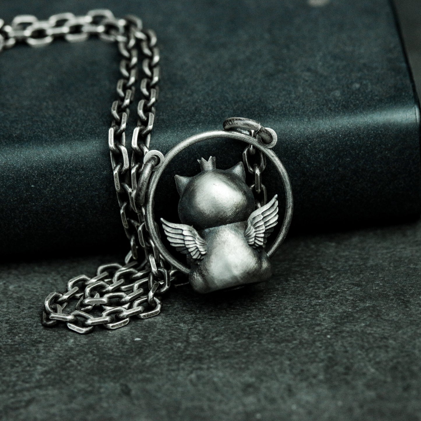 Winged Cat Pendant - 925 Silver Handmade Flying Guardian