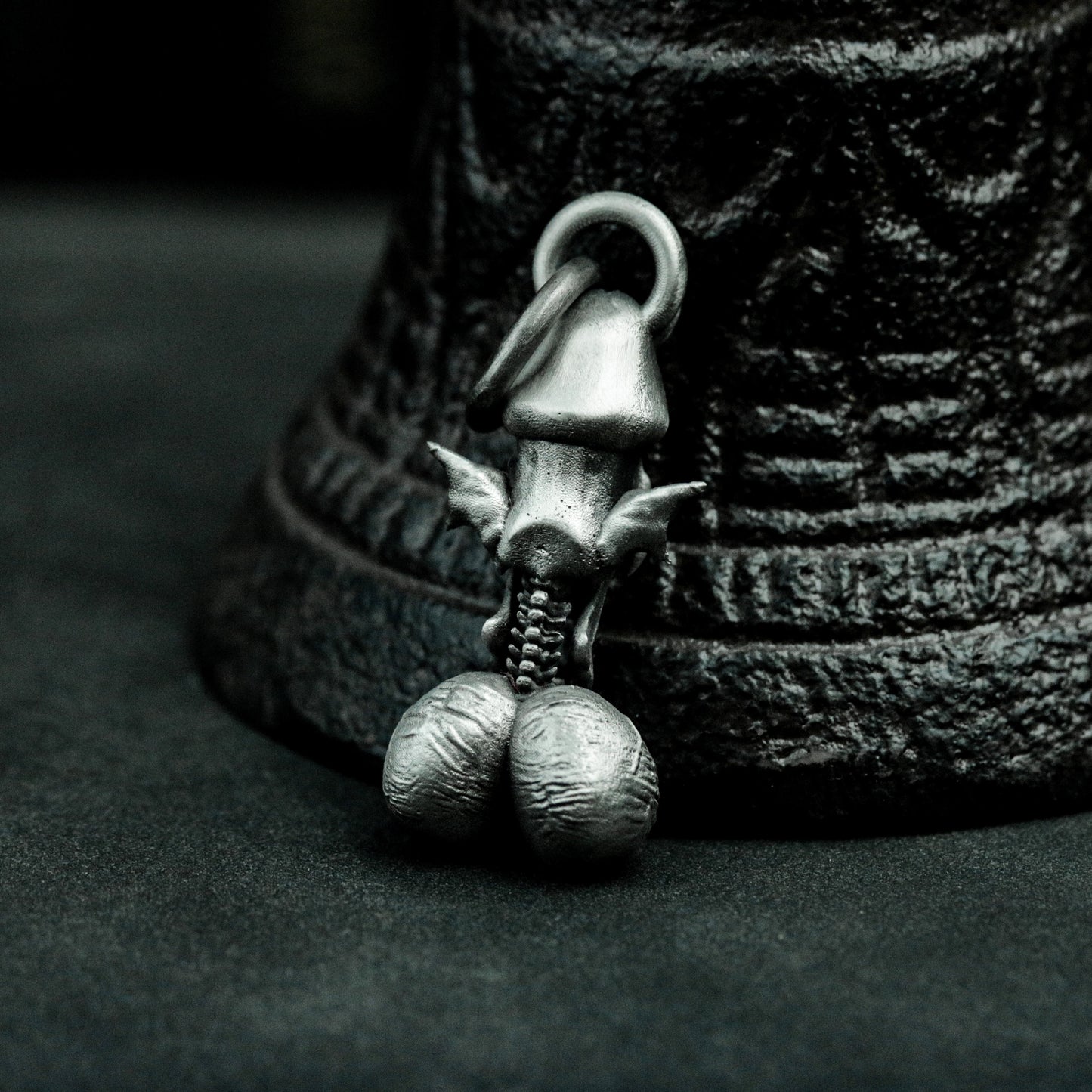 Skull Pendant with Dangling Testicles ¨C 925 Sterling Silver Handmade