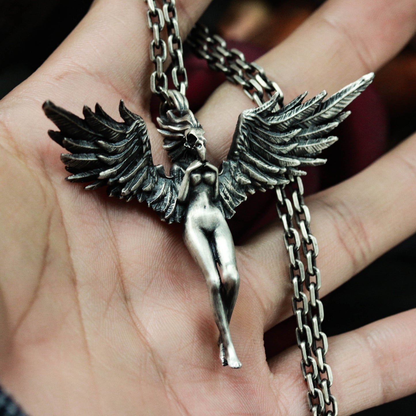 Winged Female Angel Pendant ¨C 925 Sterling Silver Handmade