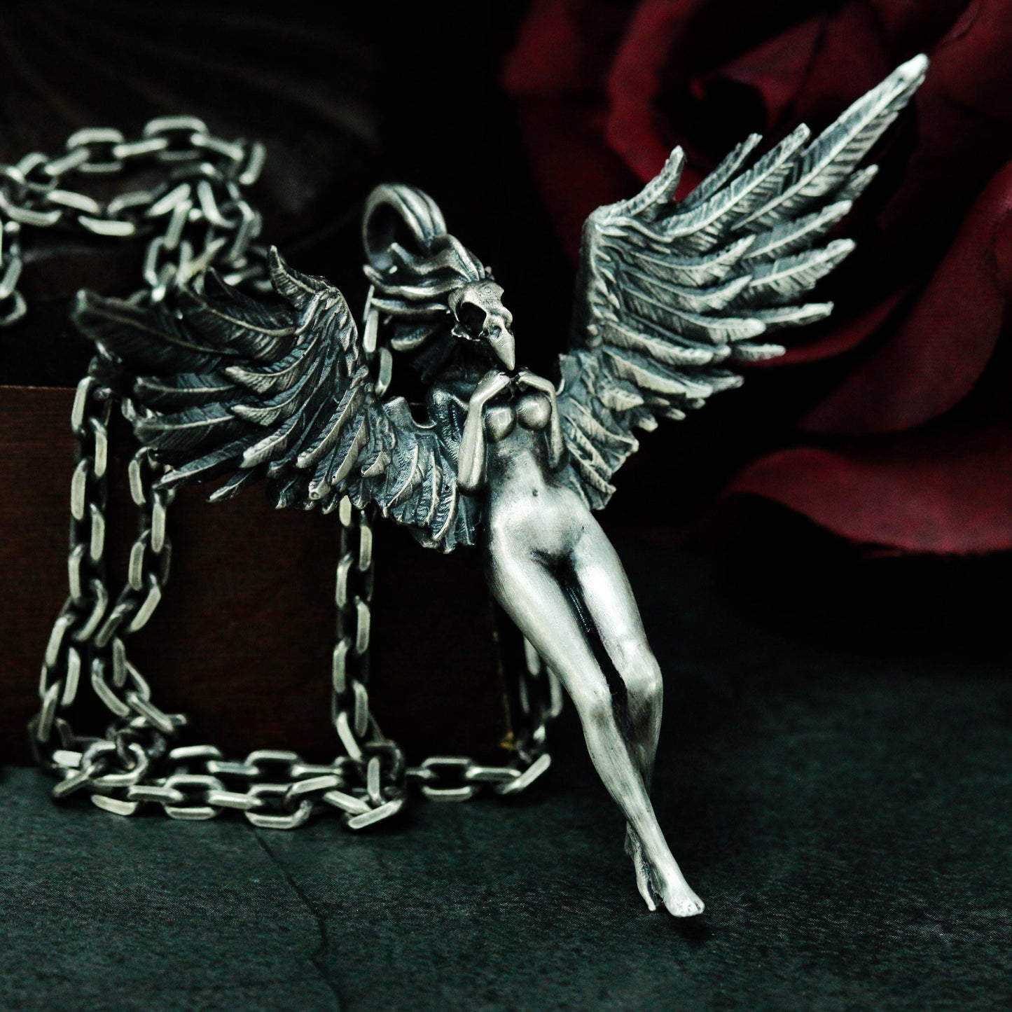 Winged Female Angel Pendant ¨C 925 Sterling Silver Handmade