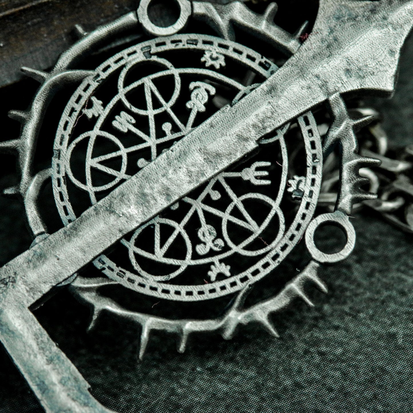 Arcane Cross Pendant ¨C Handmade 925 Silver Ritual Sigil Necklace