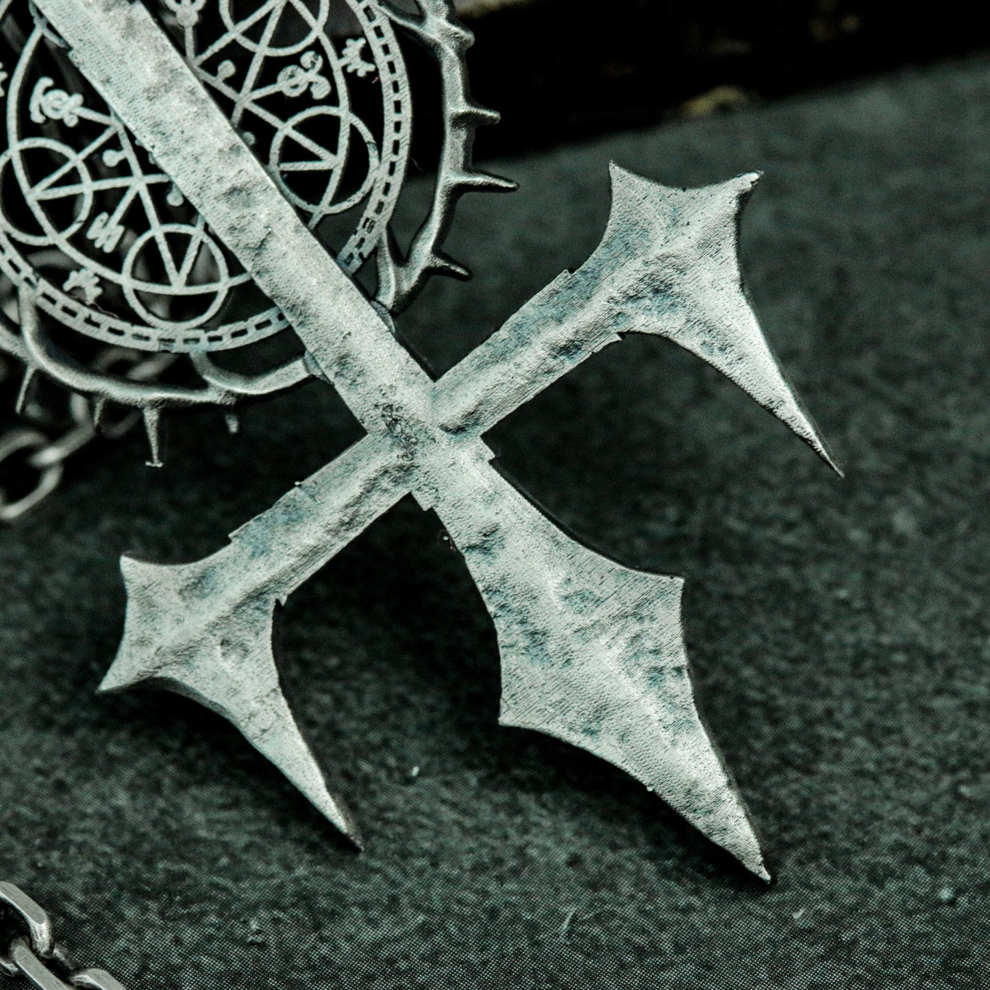 Arcane Cross Pendant ¨C Handmade 925 Silver Ritual Sigil Necklace