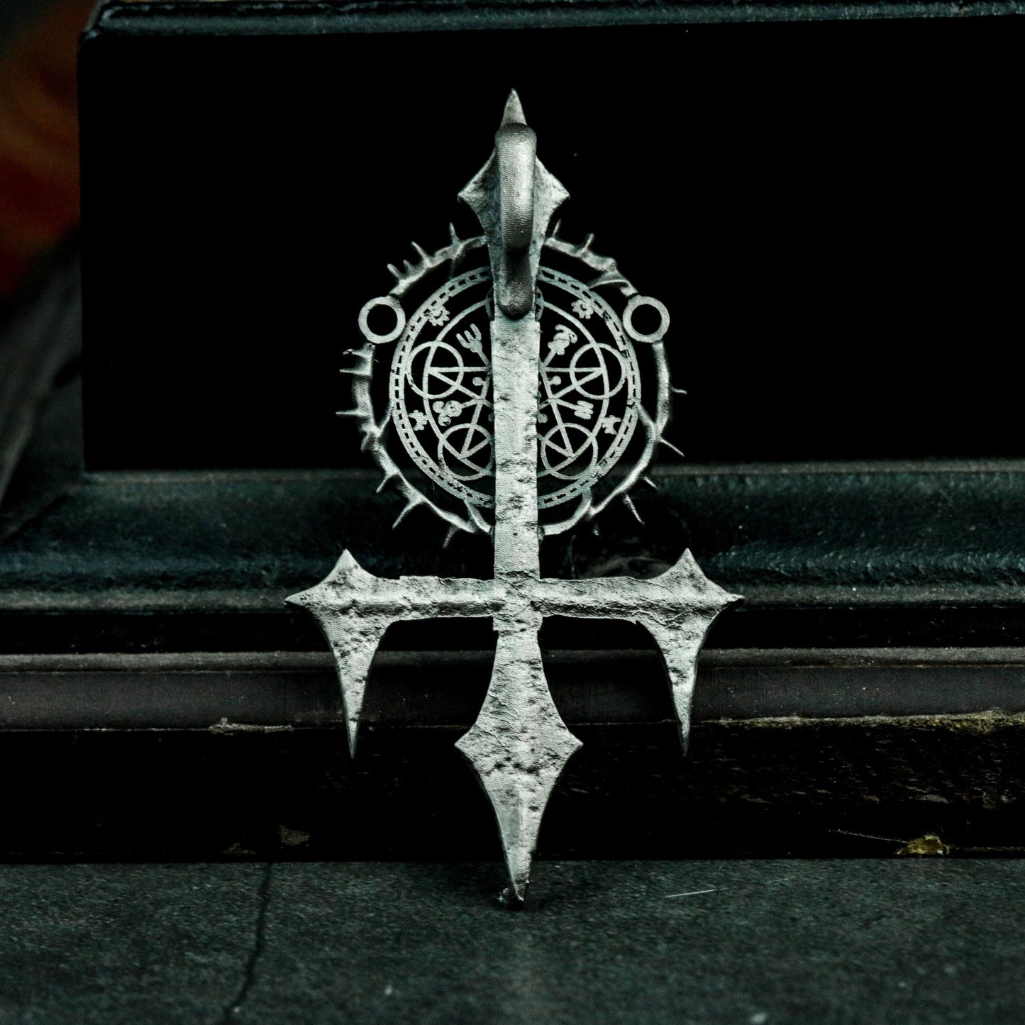 Arcane Cross Pendant ¨C Handmade 925 Silver Ritual Sigil Necklace