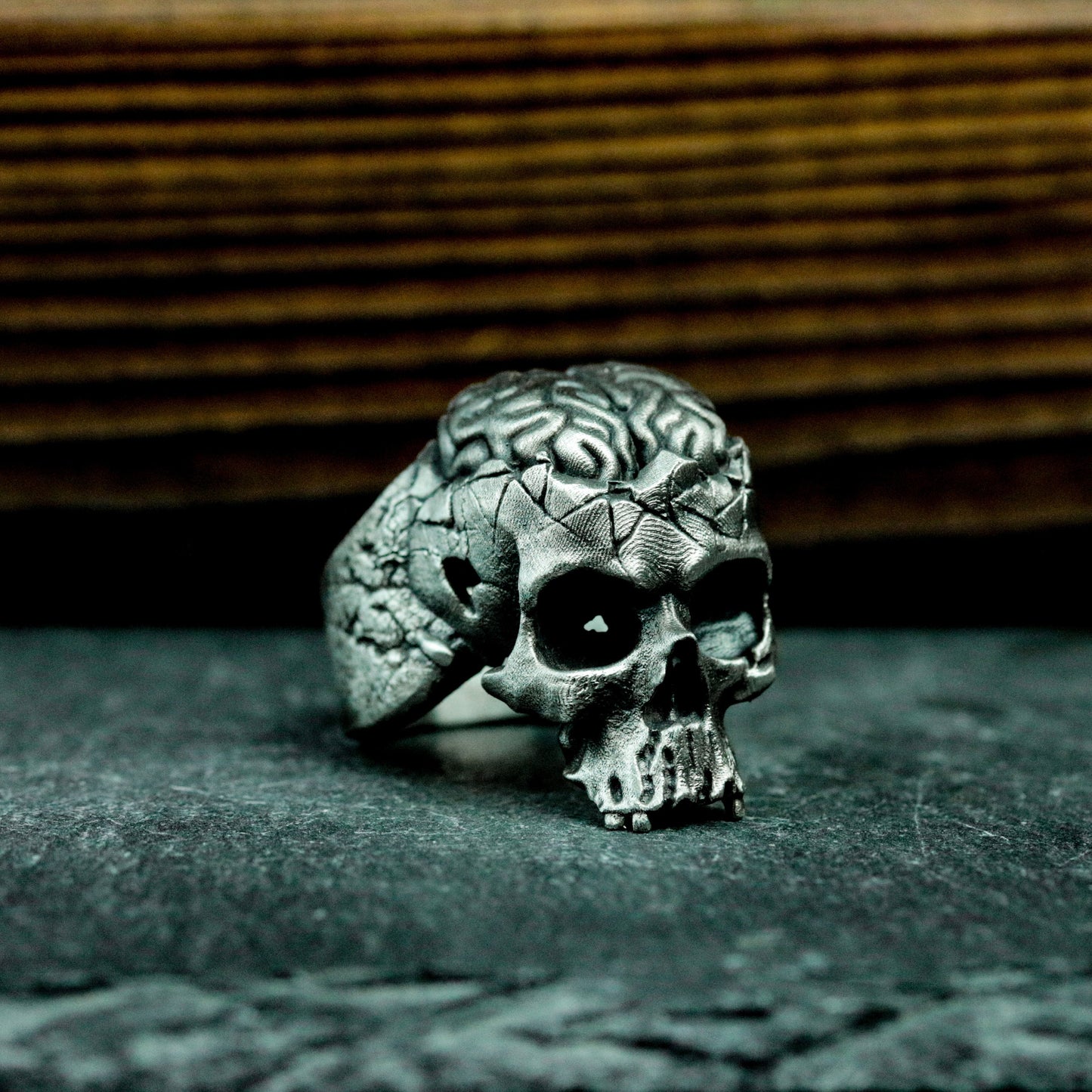 Cerebral Skull Ring - 925 Silver Handmade Anatomical Design