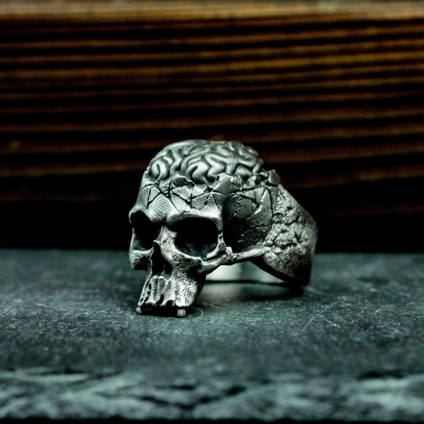 Cerebral Skull Ring - 925 Silver Handmade Anatomical Design