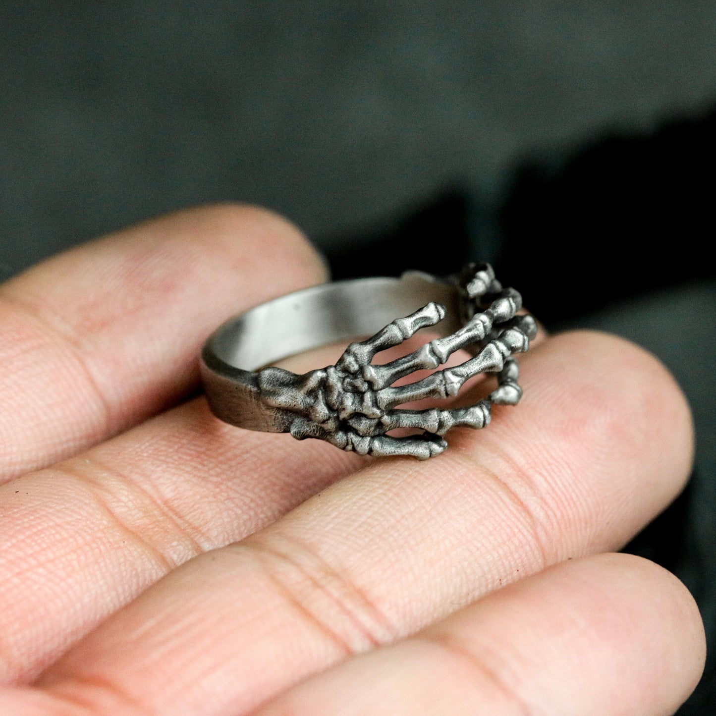 Bone Hand Ring ¨C Handmade 925 Silver Skeletal Grip Band
