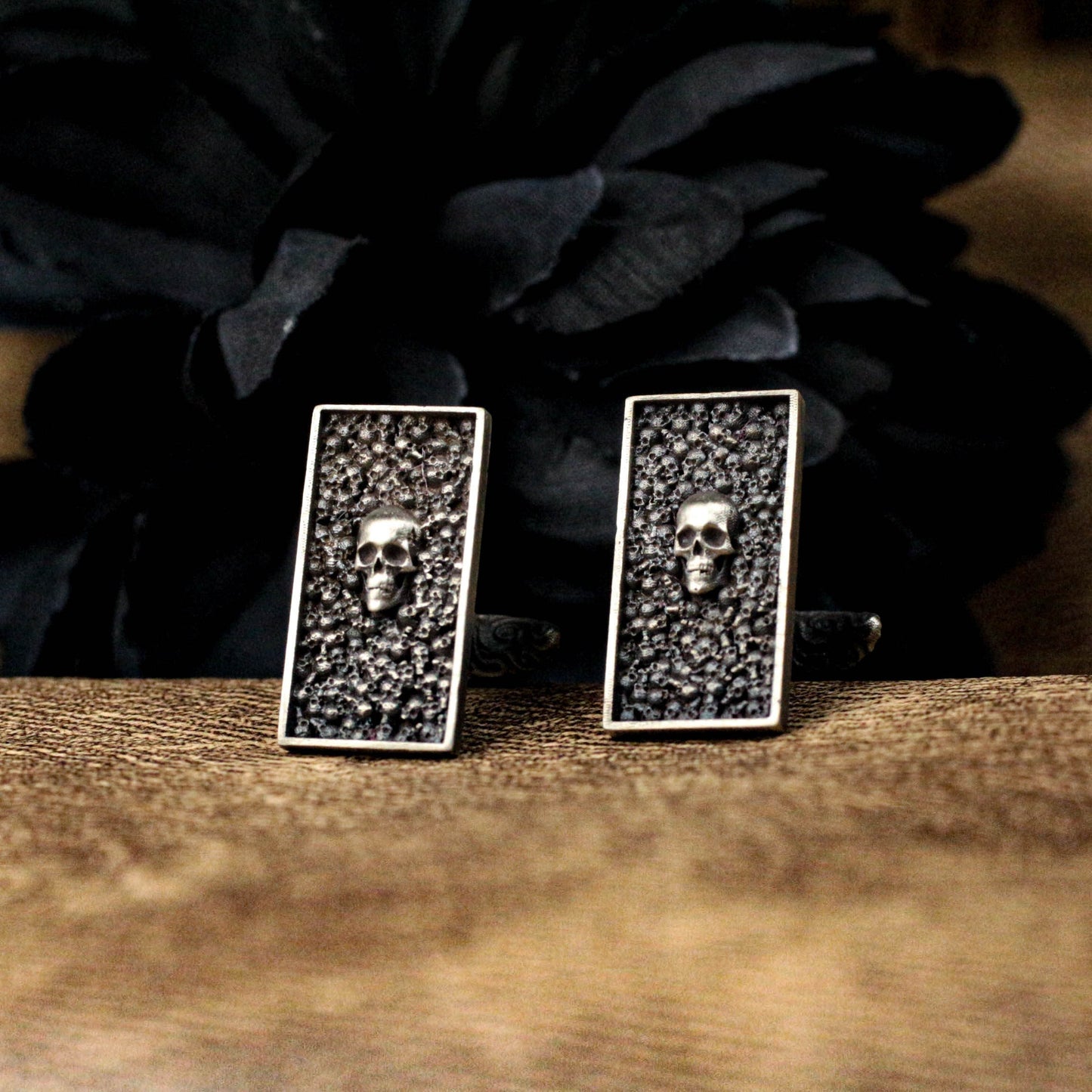 Small Skulls Bone Cufflinks - 925 Silver Handmade