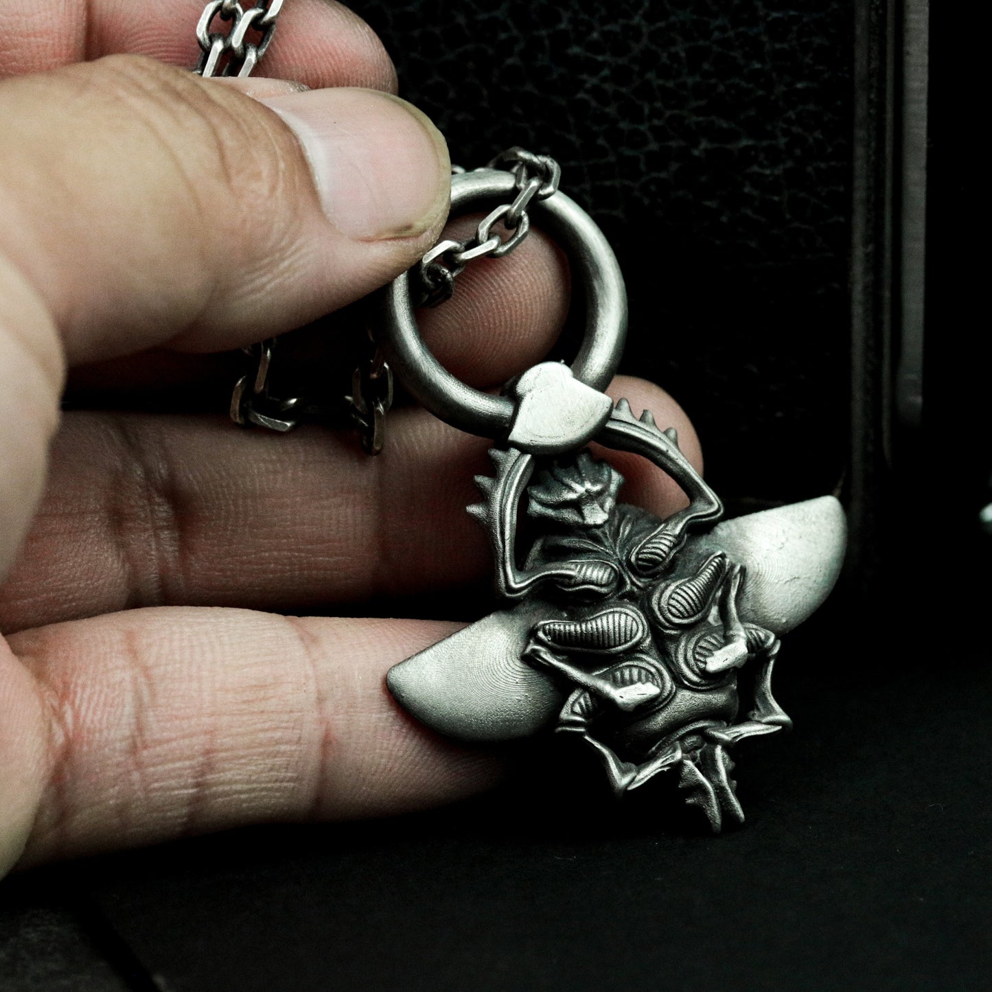 Winged Scarab Pendant with Mechanical Detail - 925 Sterling Silver Handmade